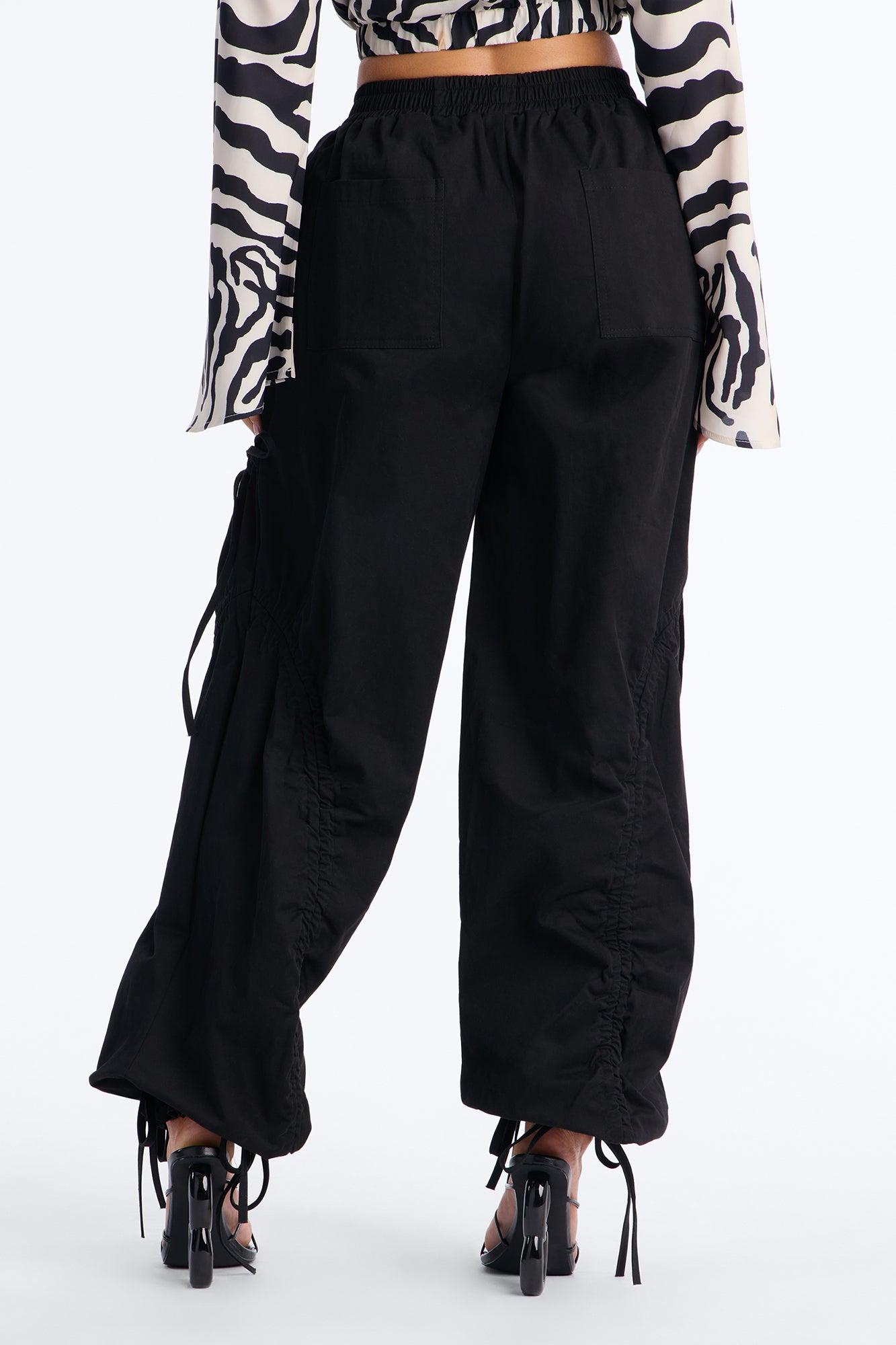Gemma Low Rise Ruched Jogger Cargo Pant 30″ - Black Female Product Image