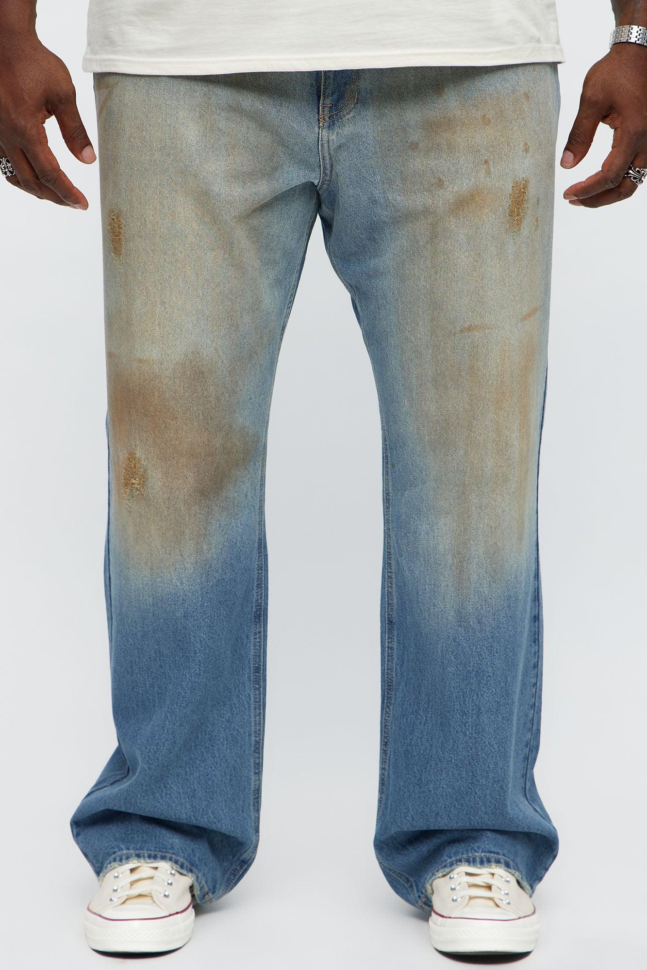 Stacked Slim Flare Play Dirty Distressed Jeans - Vintage Blue Wash Product Image
