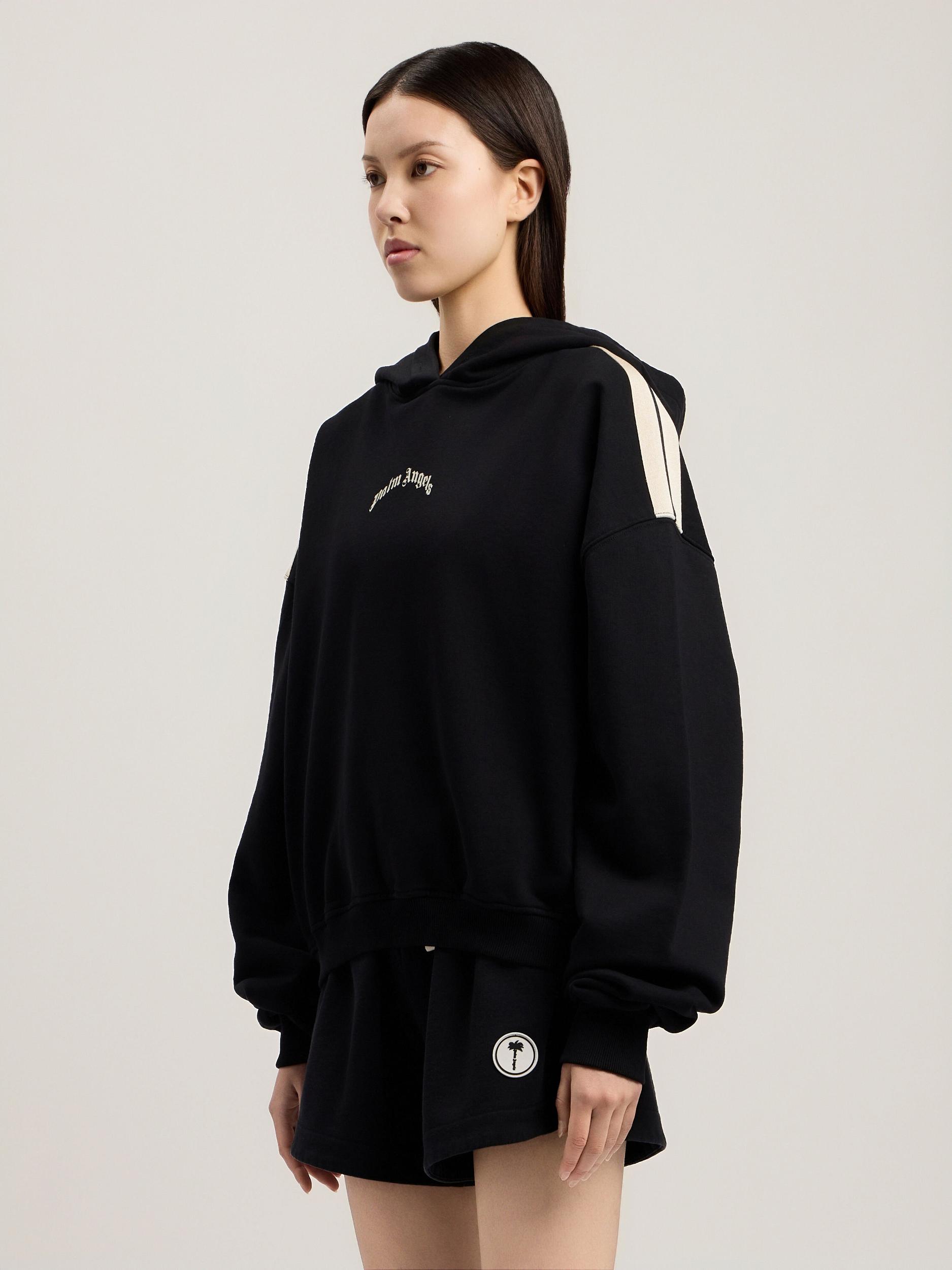 Curved Logo Loose Crop Hoodie Product Image