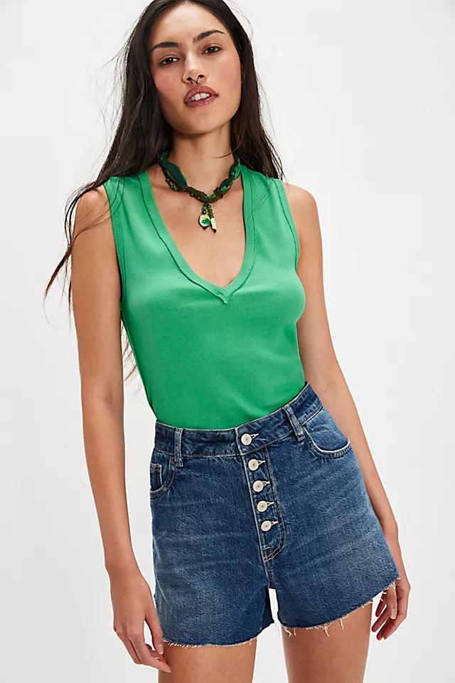 We The Free Angelika Denim Mid-Thigh Shorts Product Image