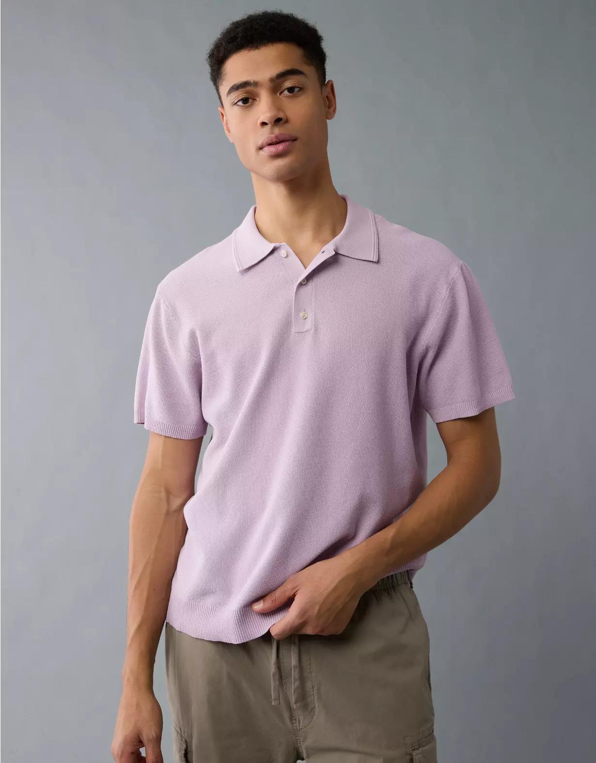 AE Weekend Washed Sweater Polo Shirt Product Image