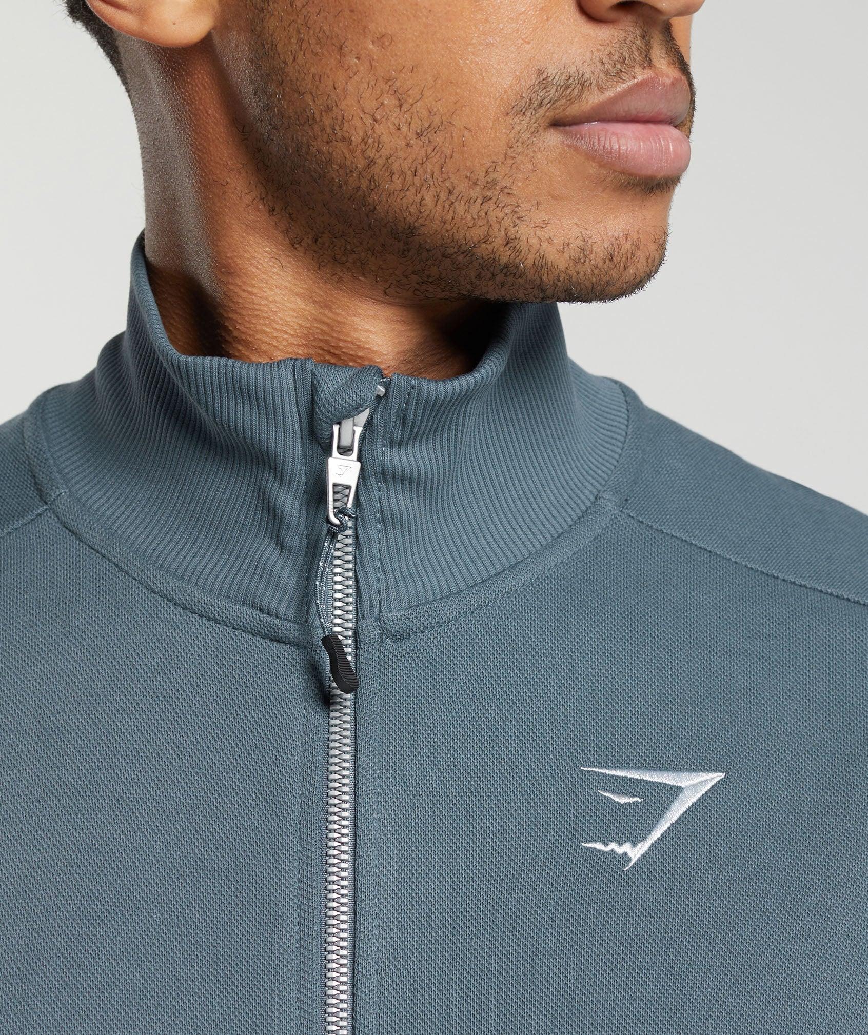 Gymshark Pique Track Jacket - Titanium Blue/Fresh Blue Male Product Image