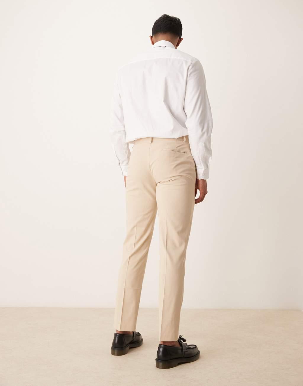 ASOS DESIGN slim suit pants in stone Product Image