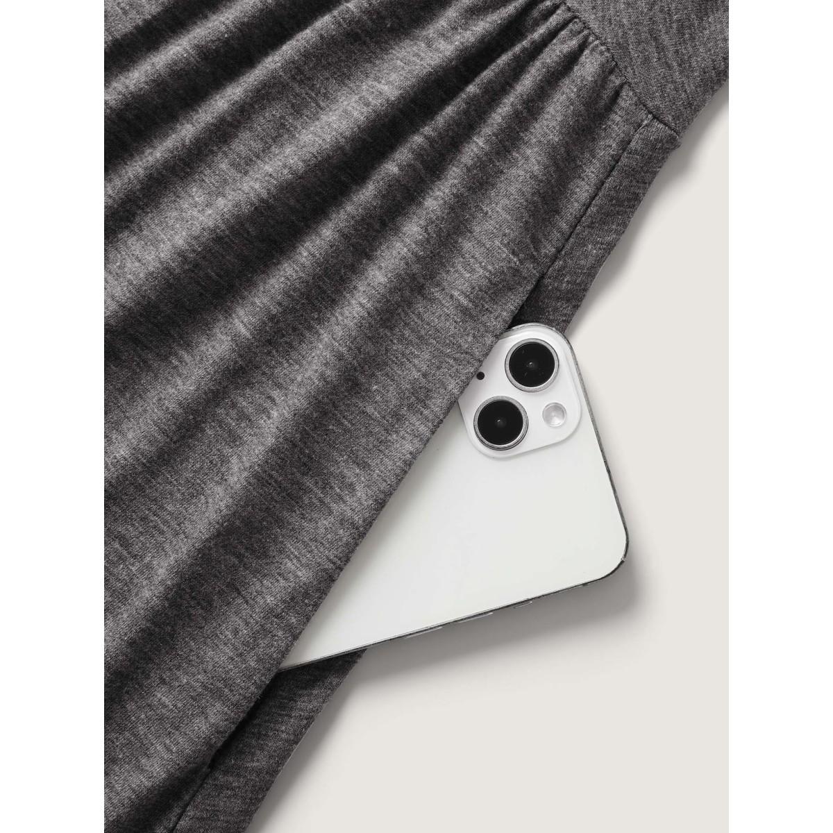 Plus Size Supersoft Knotted Bodice Flared Sleeve Midi Dress DimGray Women Leisure Twist V-neck Short sleeve Curvy BloomChic 14-16/1X Product Image