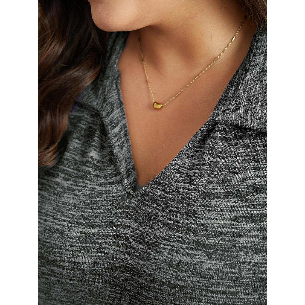 Plus Size Solid Pocket Elastic Waist Ties Split Hem Dress DimGray Women Casual Plain Lapel Collar Long Sleeve Curvy Midi Dress BloomChic 14-16/1X Product Image