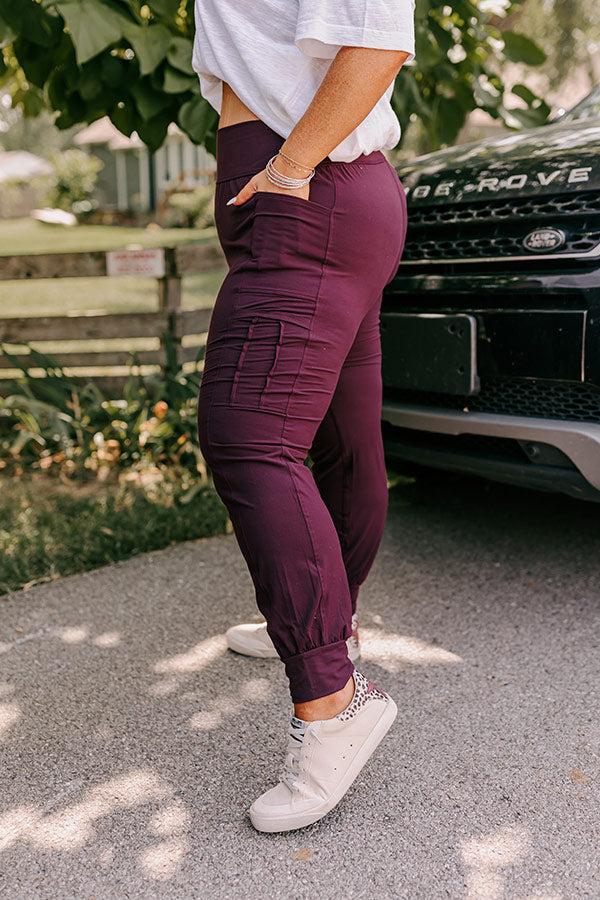 Ivy League Style High Waist Butter Soft Joggers In Royal Plum Curves Product Image
