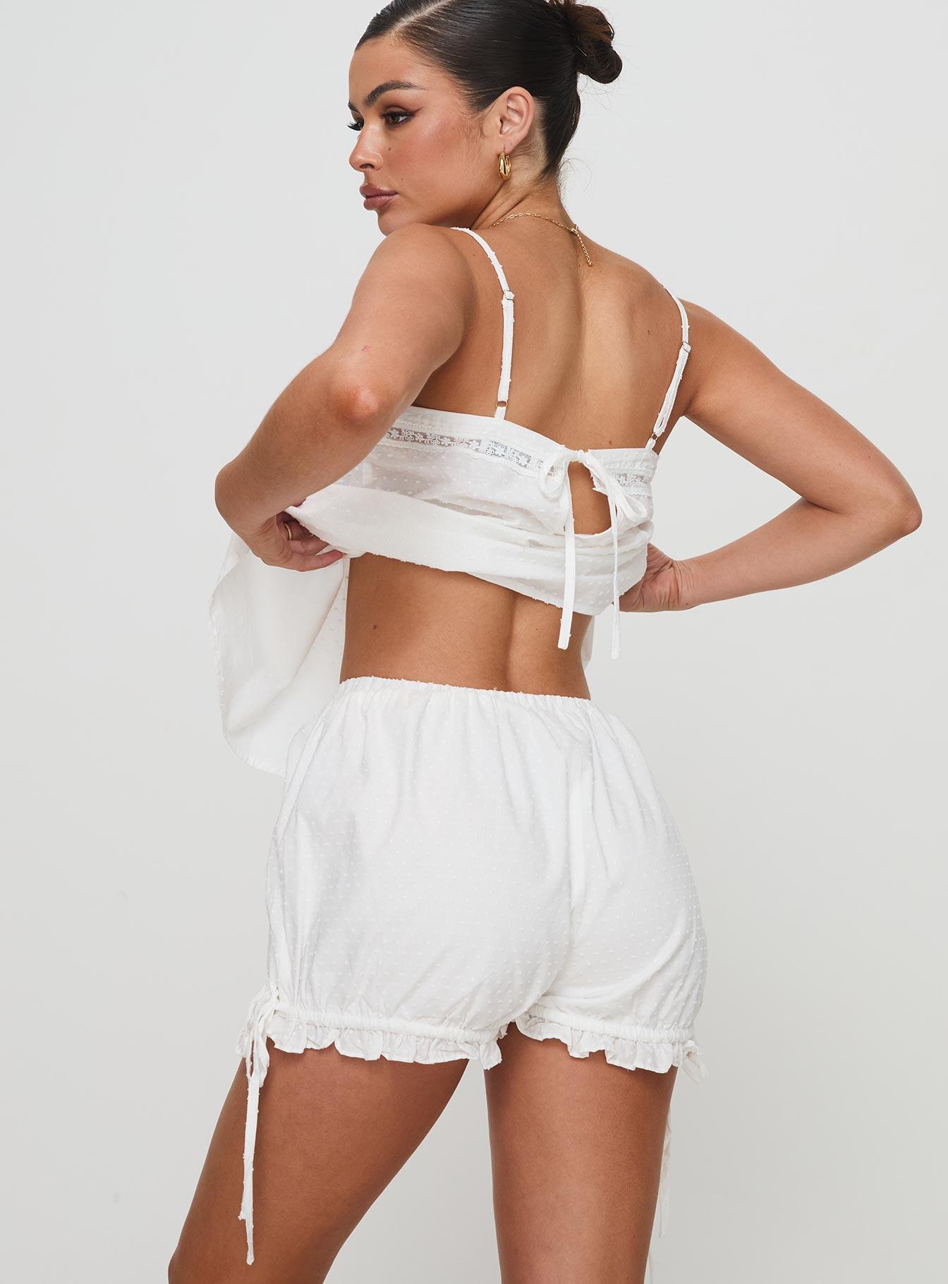 Invisible String Lace Sleep Short White Product Image