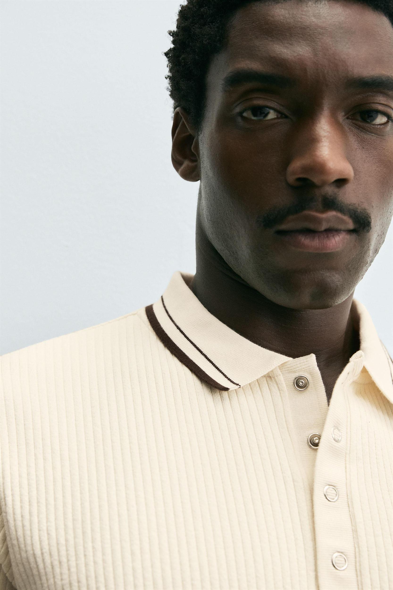 CONTRAST RIBBED POLO SHIRT Product Image
