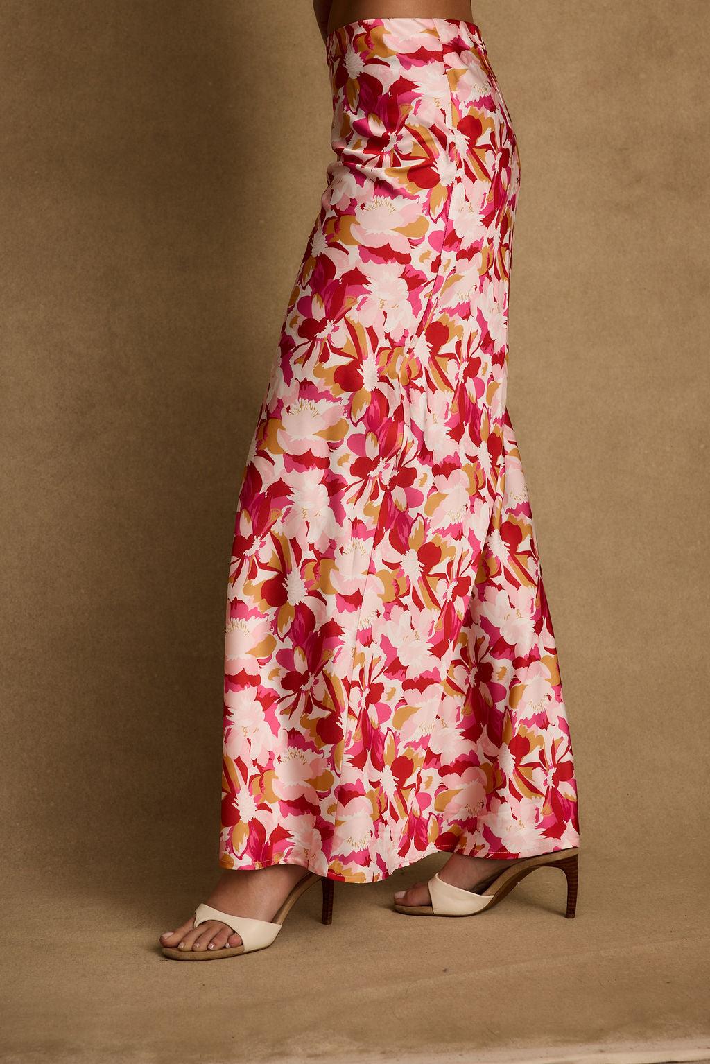 Joelle Pink Floral Maxi Skirt Product Image