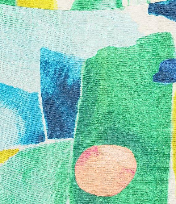 IC Collection Plus Woven Abstract Print Stand Collar Bracelet Sleeve Jacket Product Image