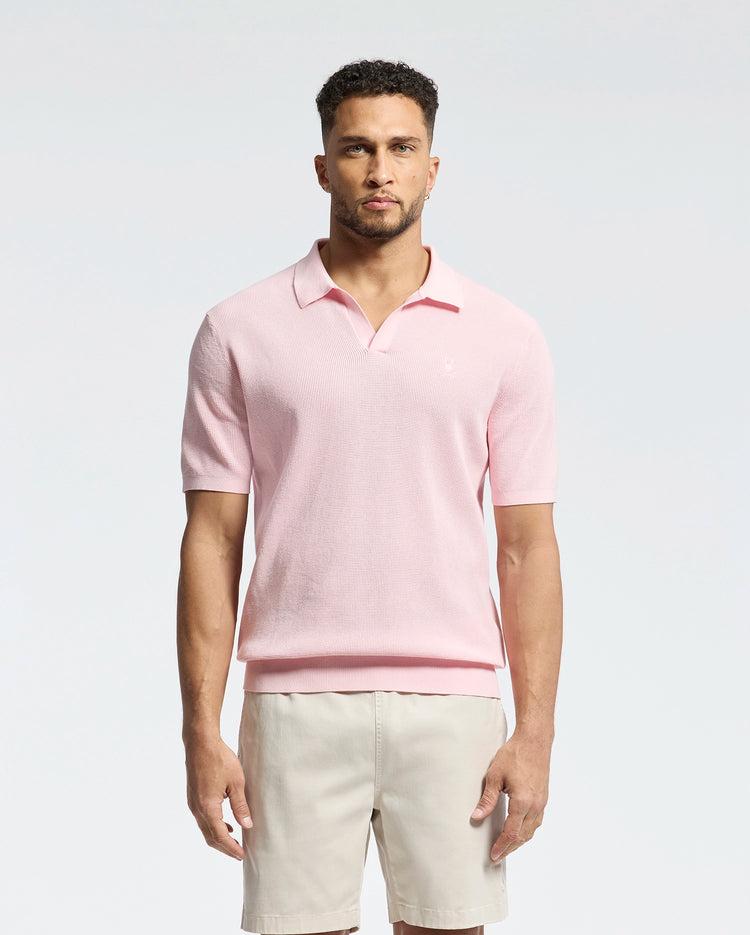 MENS LEETON JOHNNY COLLAR KNIT POLO - B6E562F200 Product Image