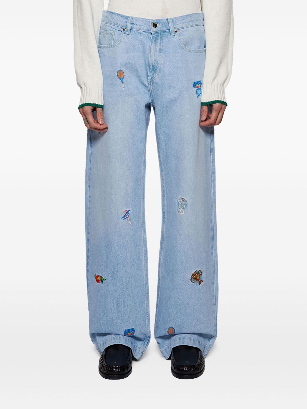 embroidered wide-leg jeans Product Image