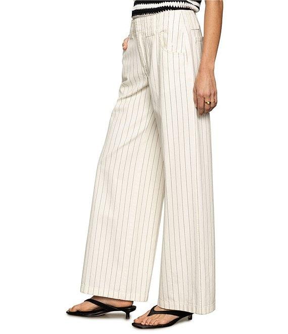 Sanctuary Arden Pinstripe Cotton Twill Wide Leg Pants Product Image