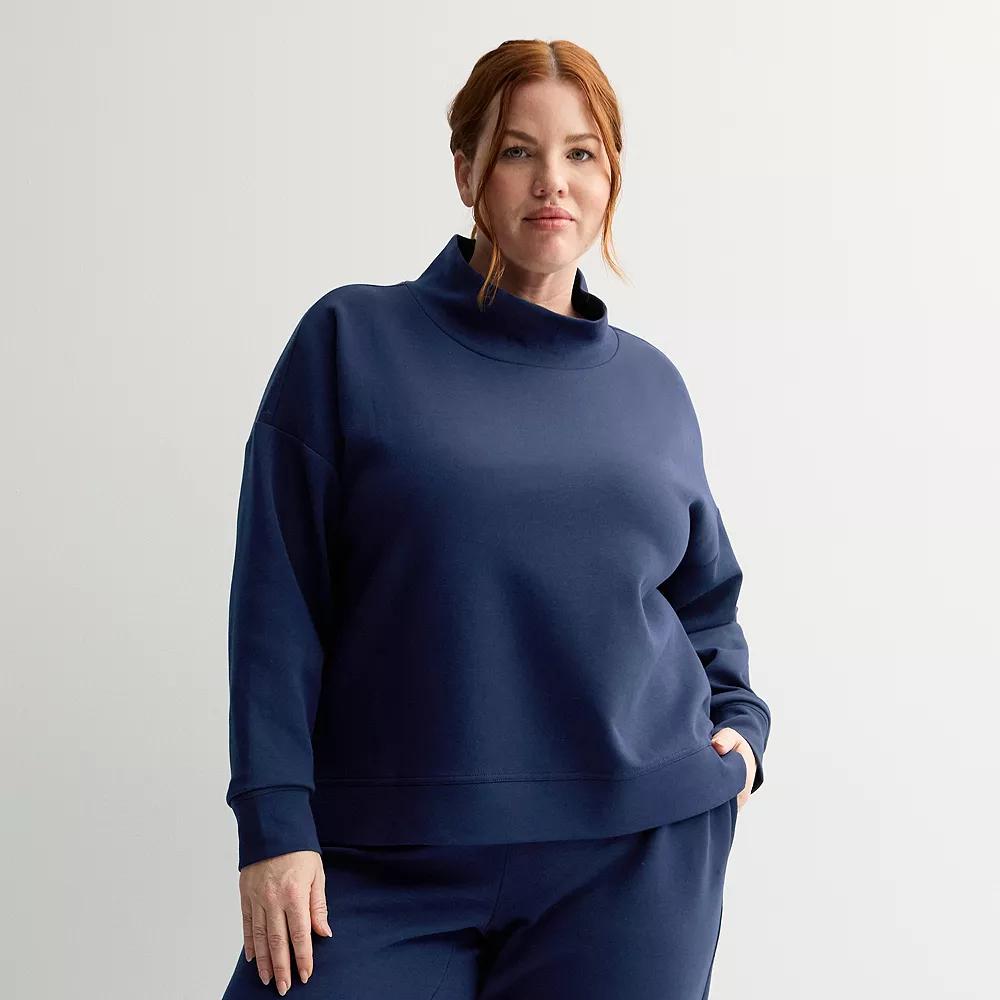 Plus Size Tek Gear Double Knit Funnel Neck Sweater, Women's, Size: 1XL, Blue Romance Product Image
