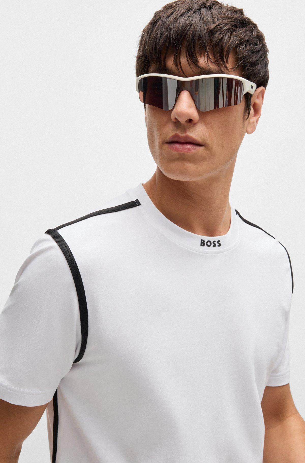 Stretch-cotton T-shirt with tape trims Product Image