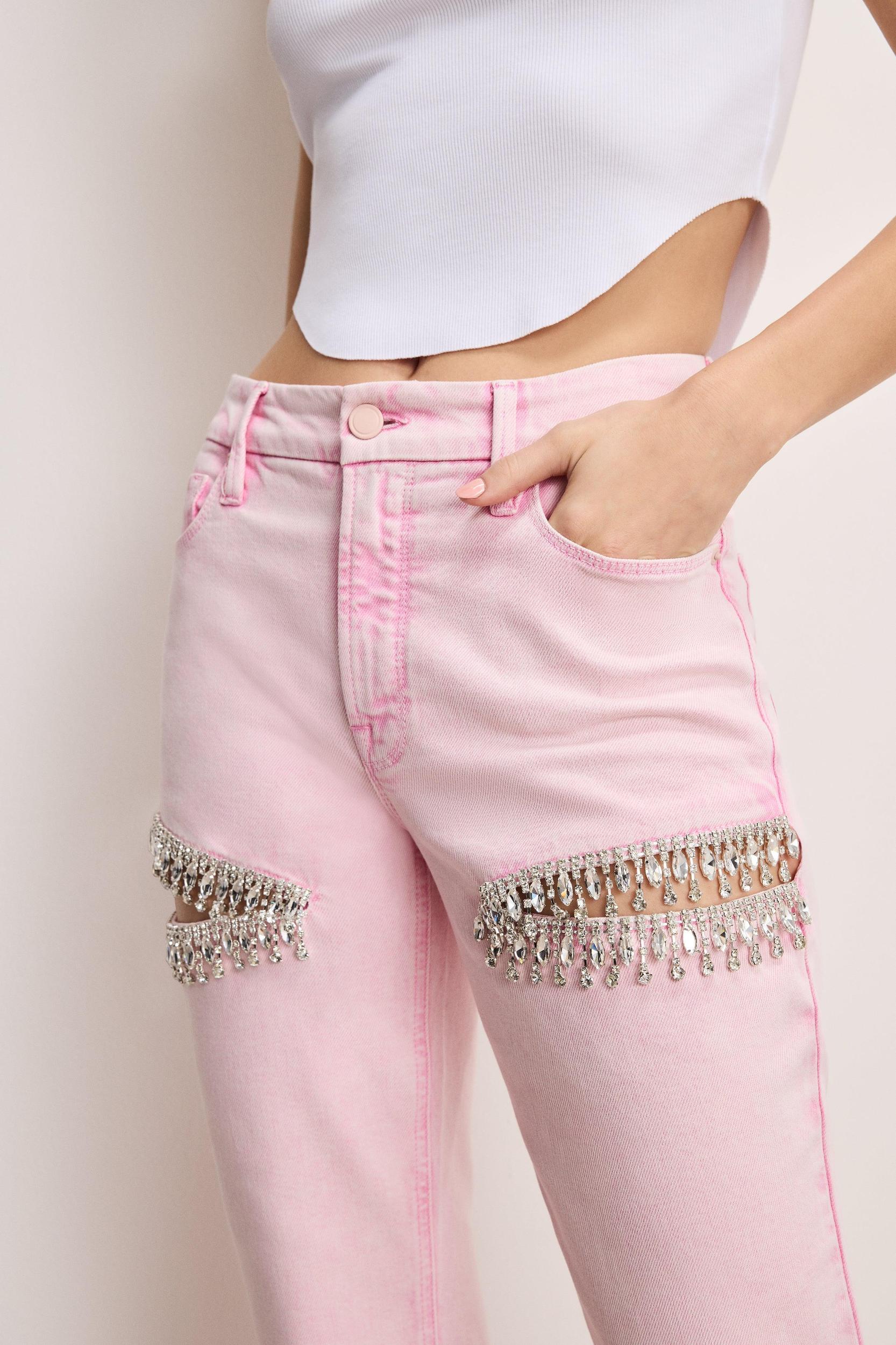 GOOD ICON STRAIGHT DIAMOND JEANS | MINERAL ROSE QUARTZ001 Product Image