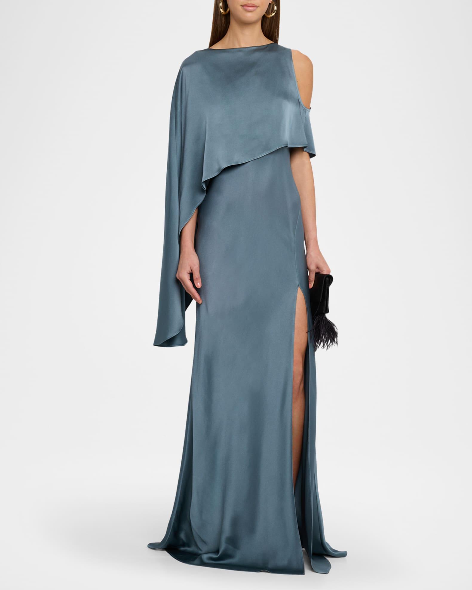 Satin Asymmetric Draped Gown Product Image
