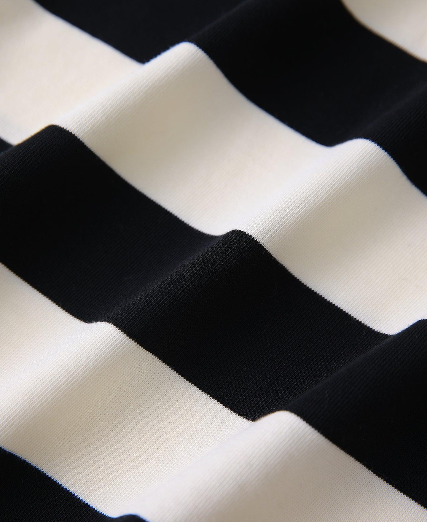 Heavyweight Cotton Wide Striped T-Shirt - Black/White Product Image