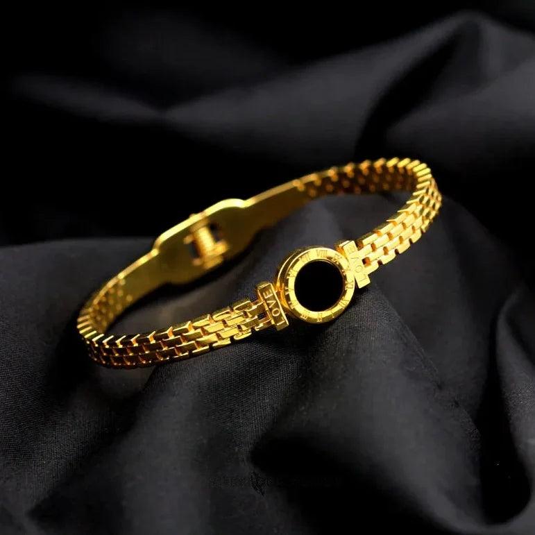 18k Gold Engraved Love Bangle Product Image