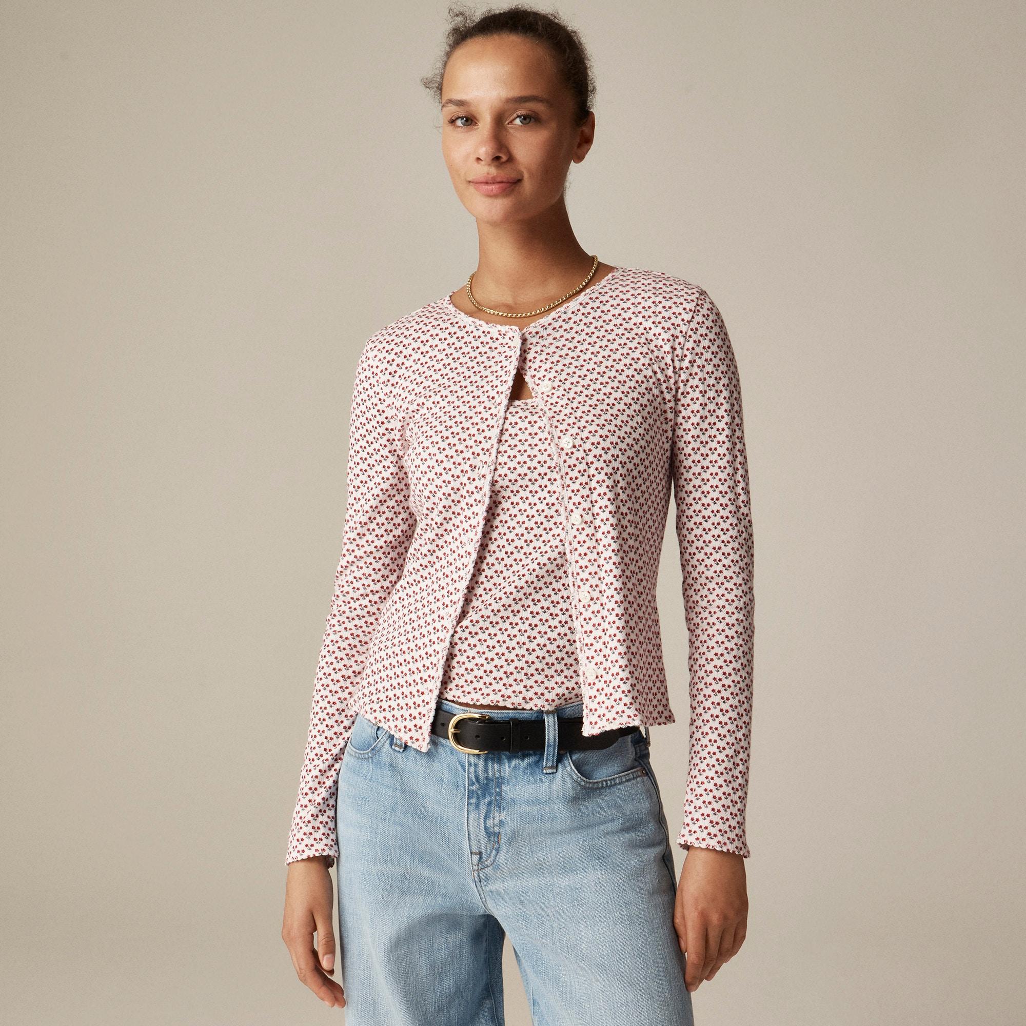 Pointelle cardigan in ditsy floral Product Image