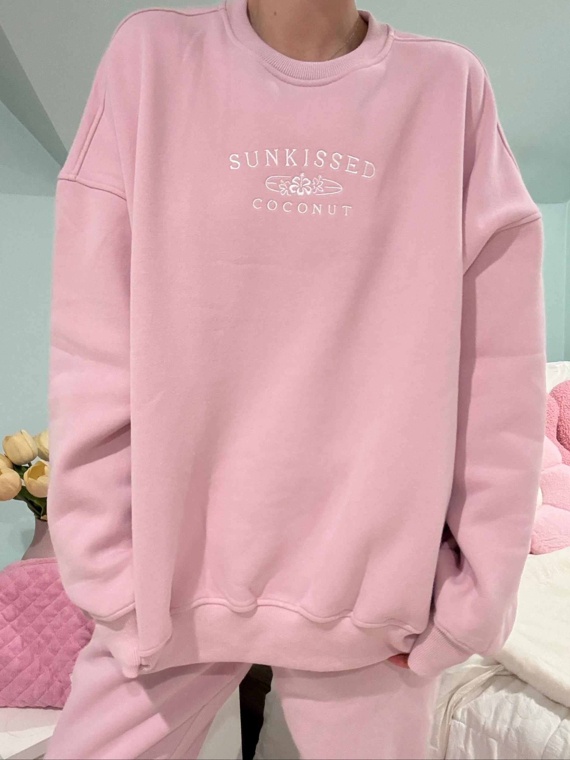 Mauve Mist Sunkissedcoconut Embroider Sweatshirt Product Image