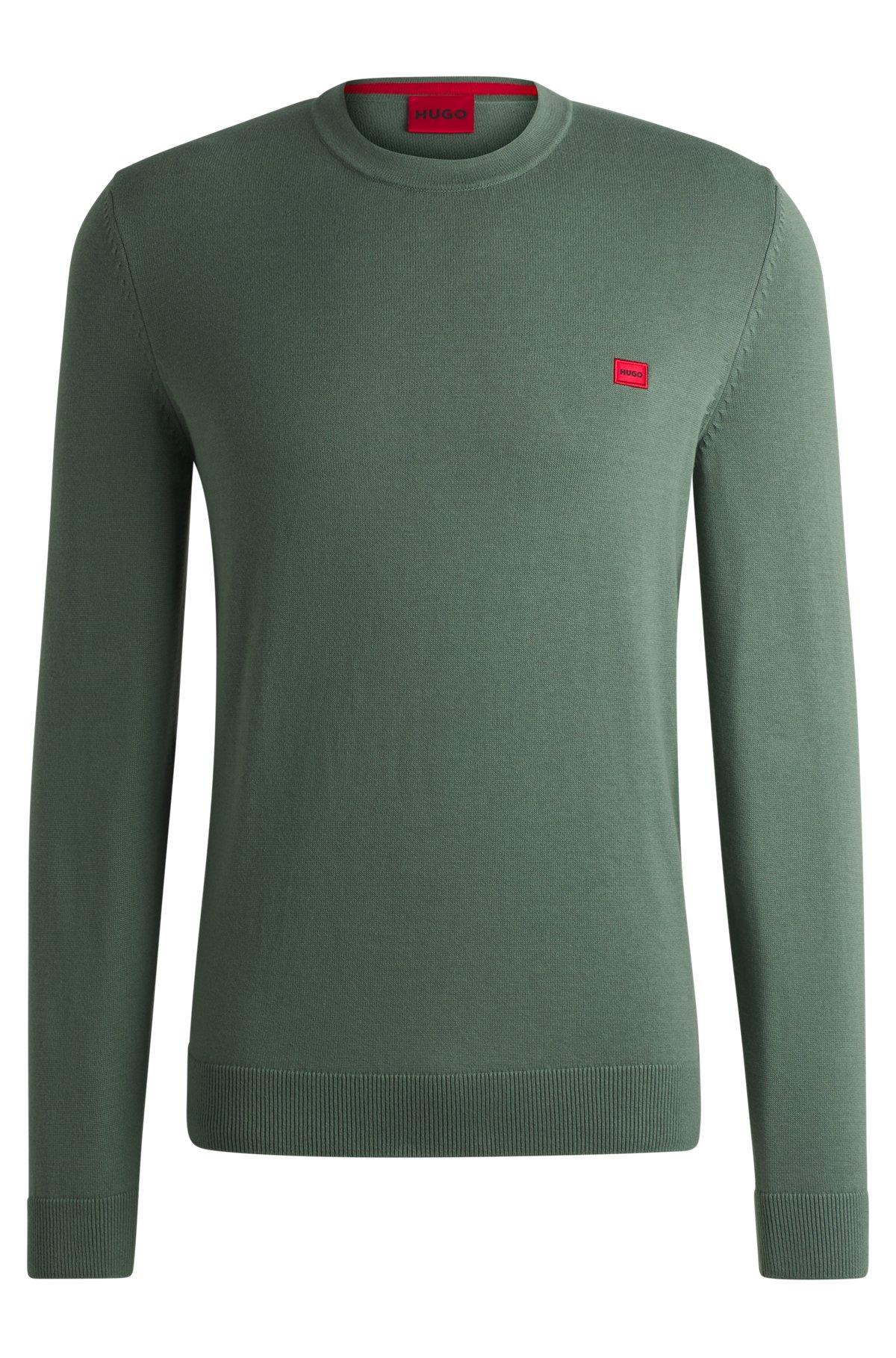 Cotton sweater with red logo label Product Image