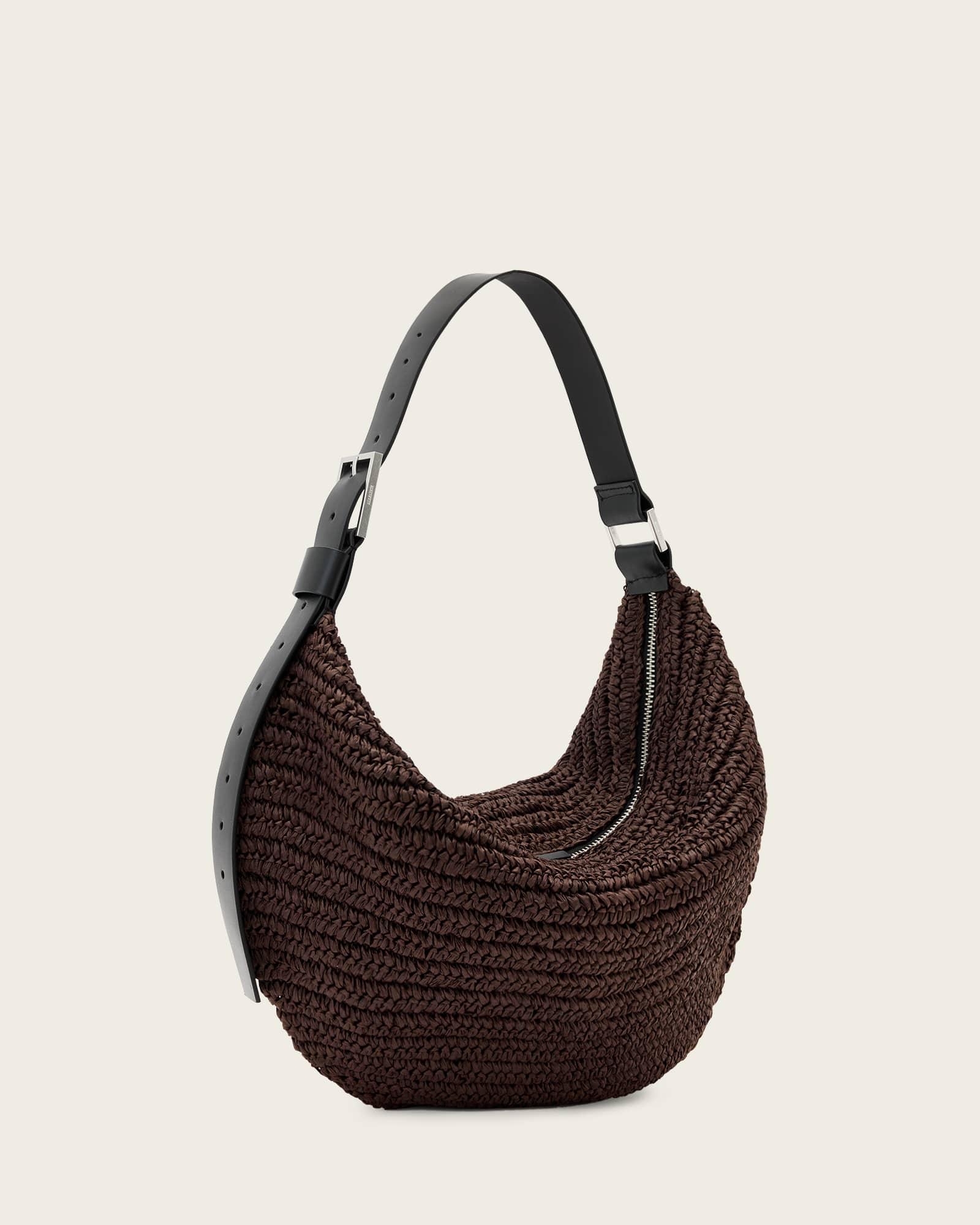 Luna Woven Shoulder Bag COGNAC BROWN | ALLSAINTS US Product Image