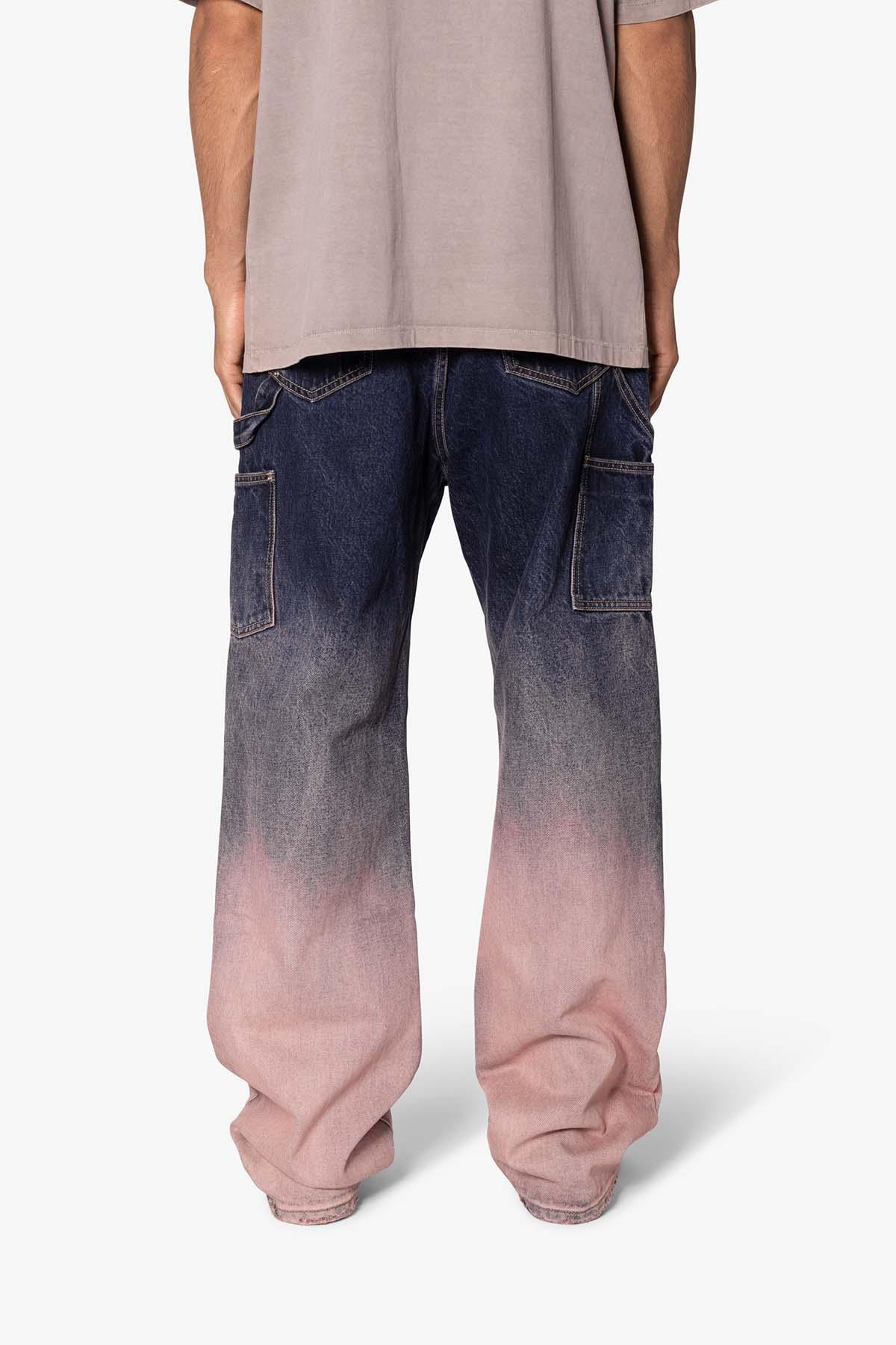 Ultra Baggy Gradient Double Knee Denim - Blue/Pink Product Image