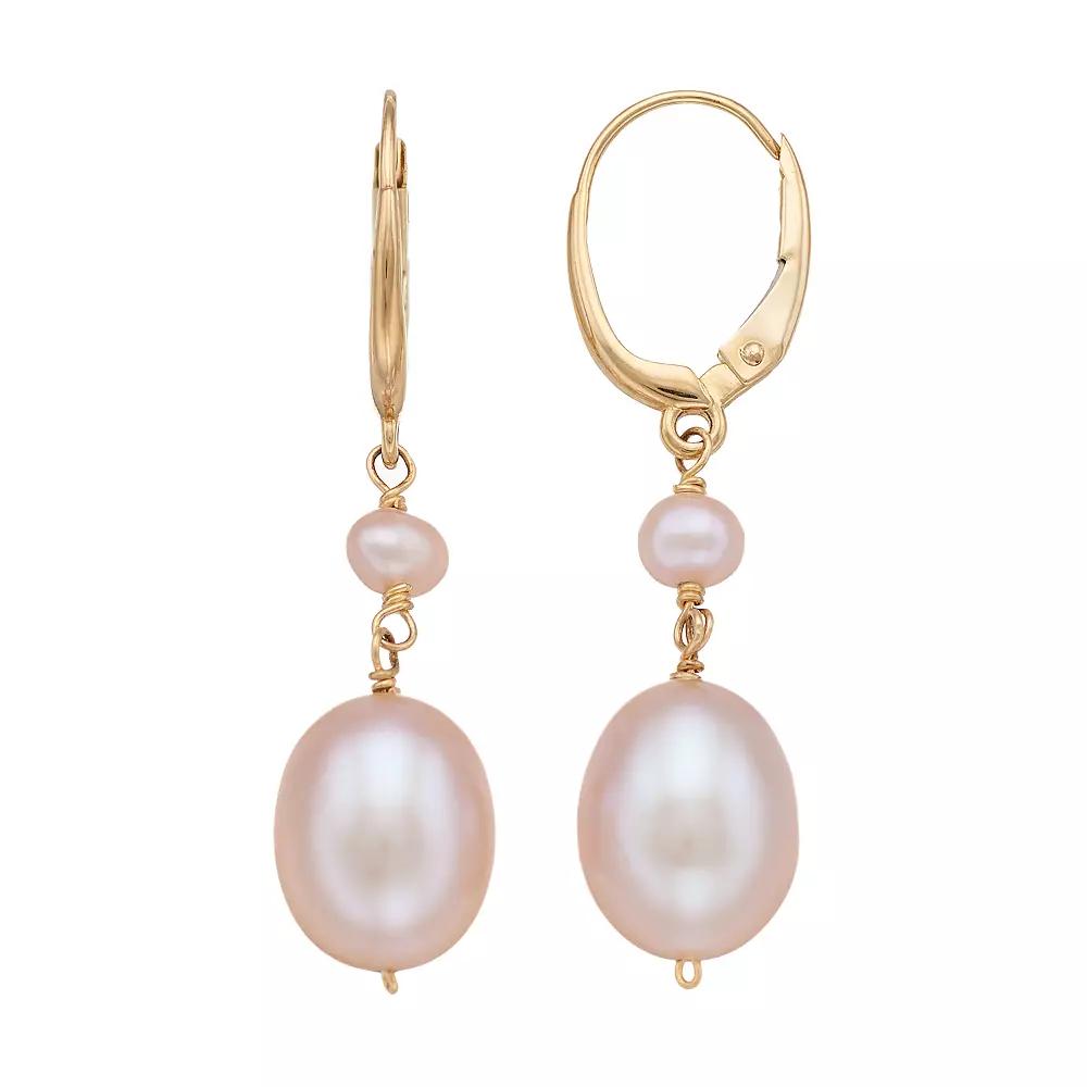 Jewelmak 14k Gold Cultured Freshwater Pearl Leverback Drop Earrings, Women's Product Image