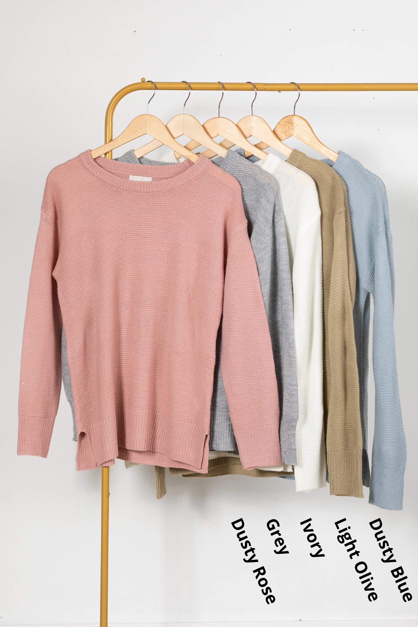 Boyfriend Fit Sweater With Mini Waffle Texture Product Image