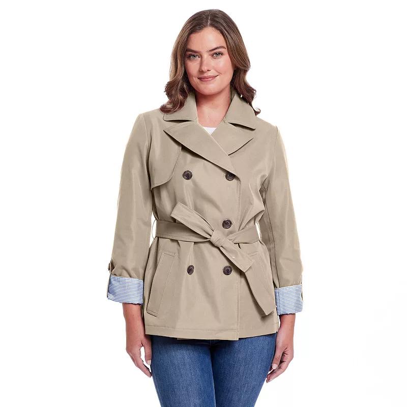 Women's Weathercast Lightweight Double Breasted Tie Waist Trench Coat,  Product Image
