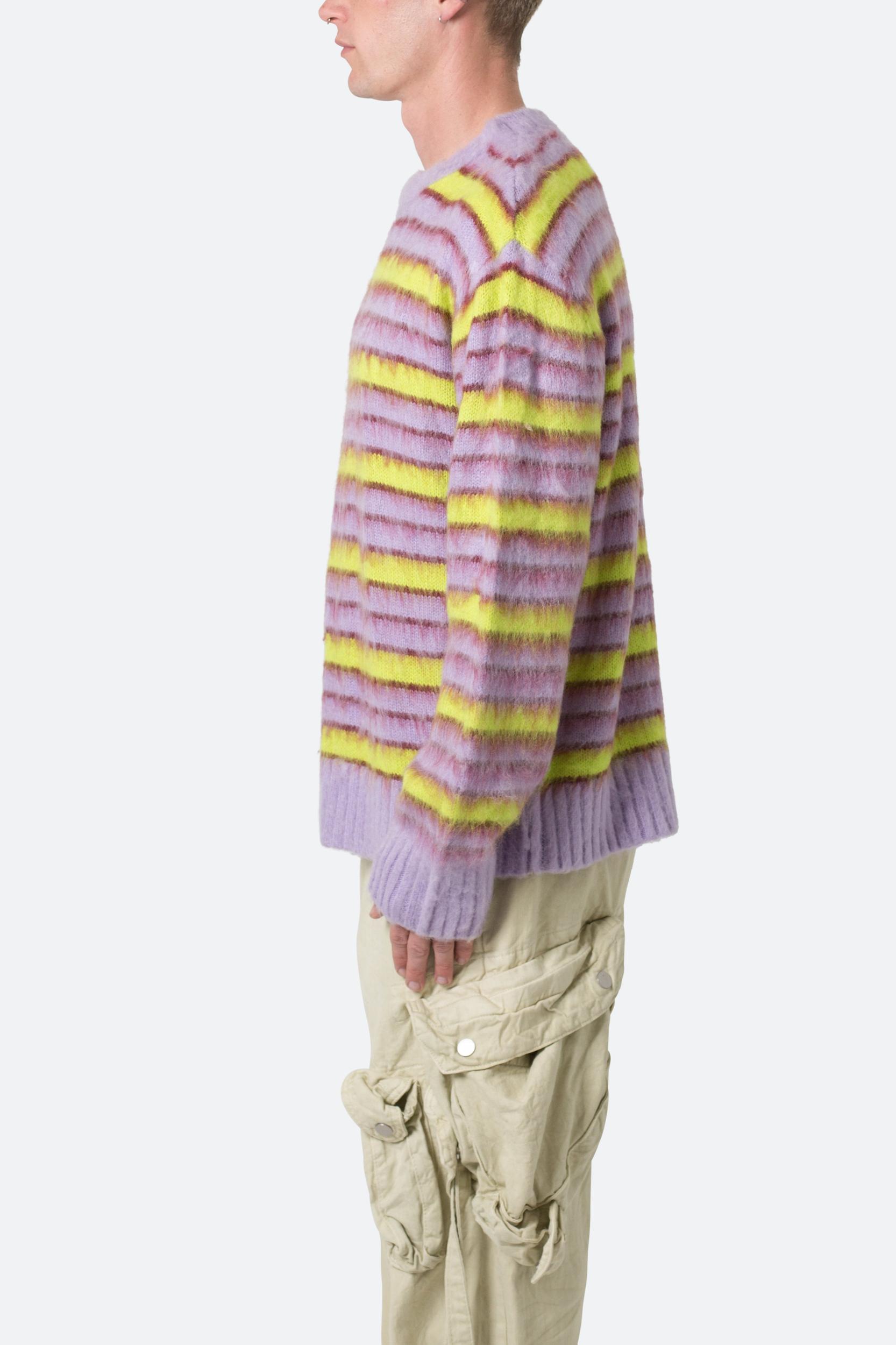 Striped Mohair Sweater - Green/Purple Product Image
