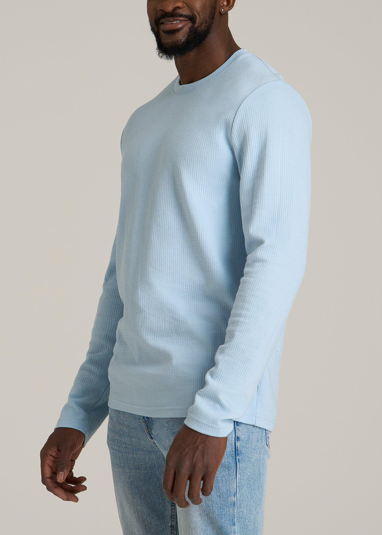 Cloud Knit Waffle Long Sleeve Tee for Tall Men in Ice Blue Male Product Image