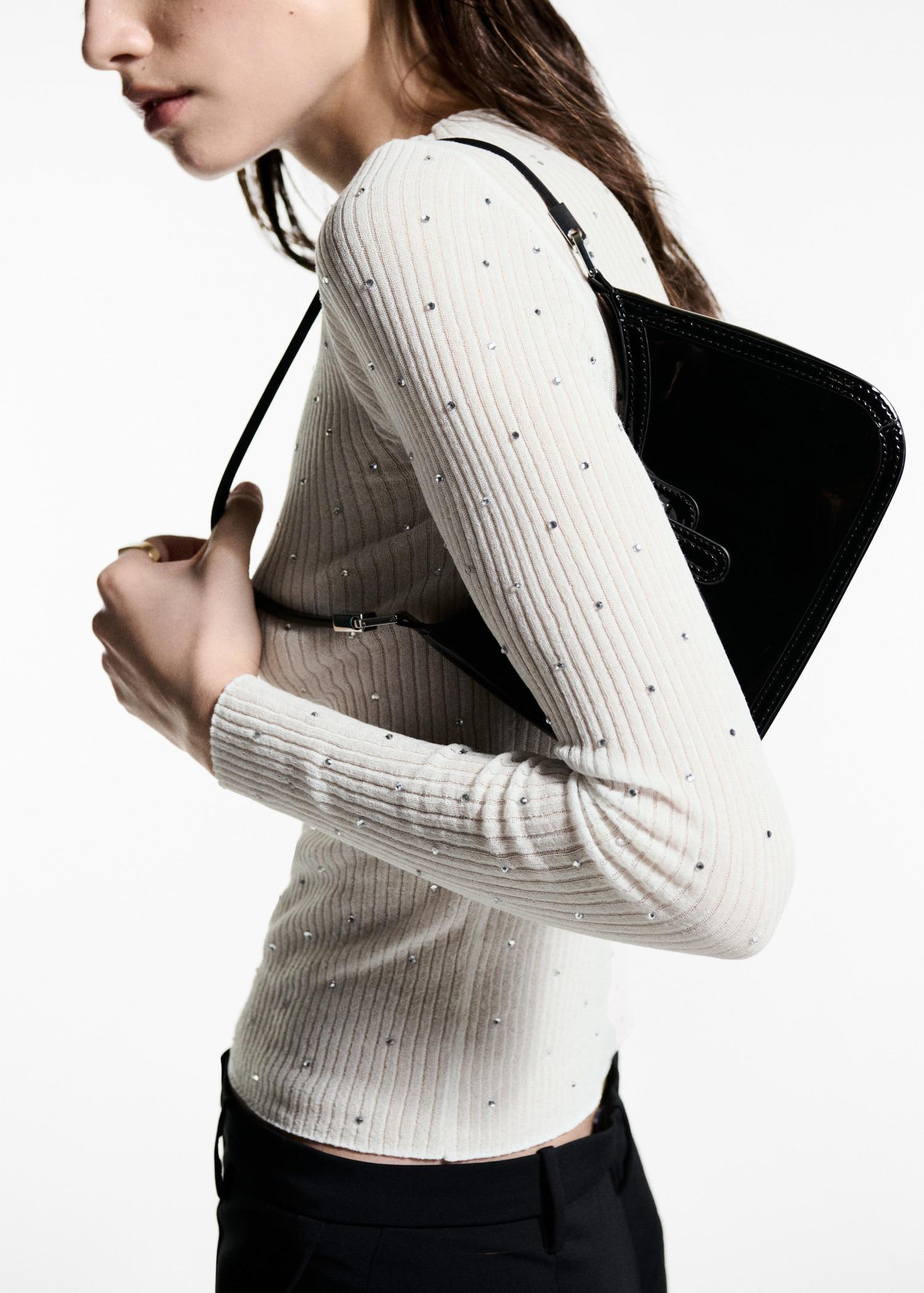 Rhinestone detail ribbed sweater - Women | MANGO USA Product Image