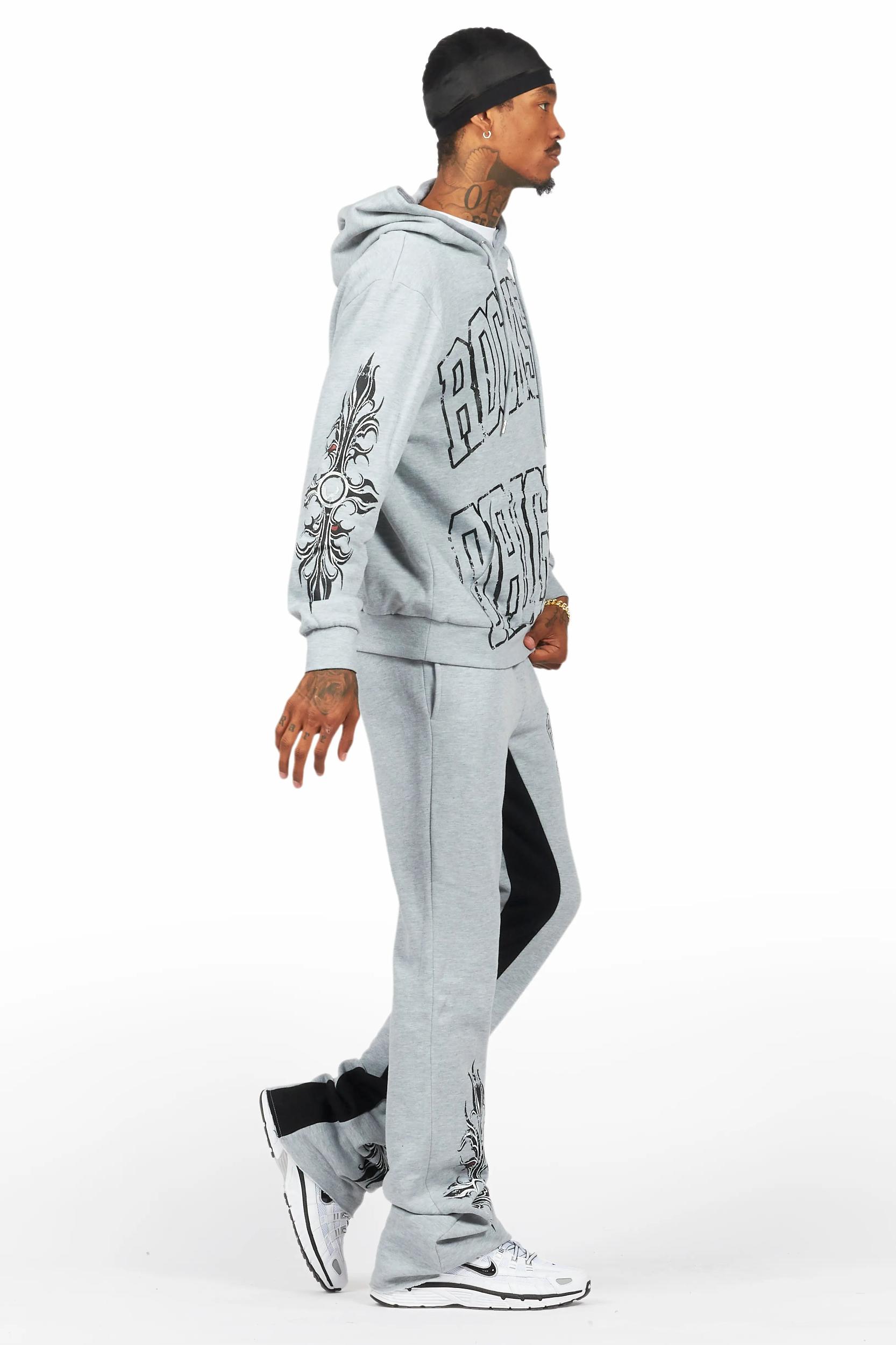 Akio Heather Grey Hoodie/Baggy Track Pant Set Male Product Image