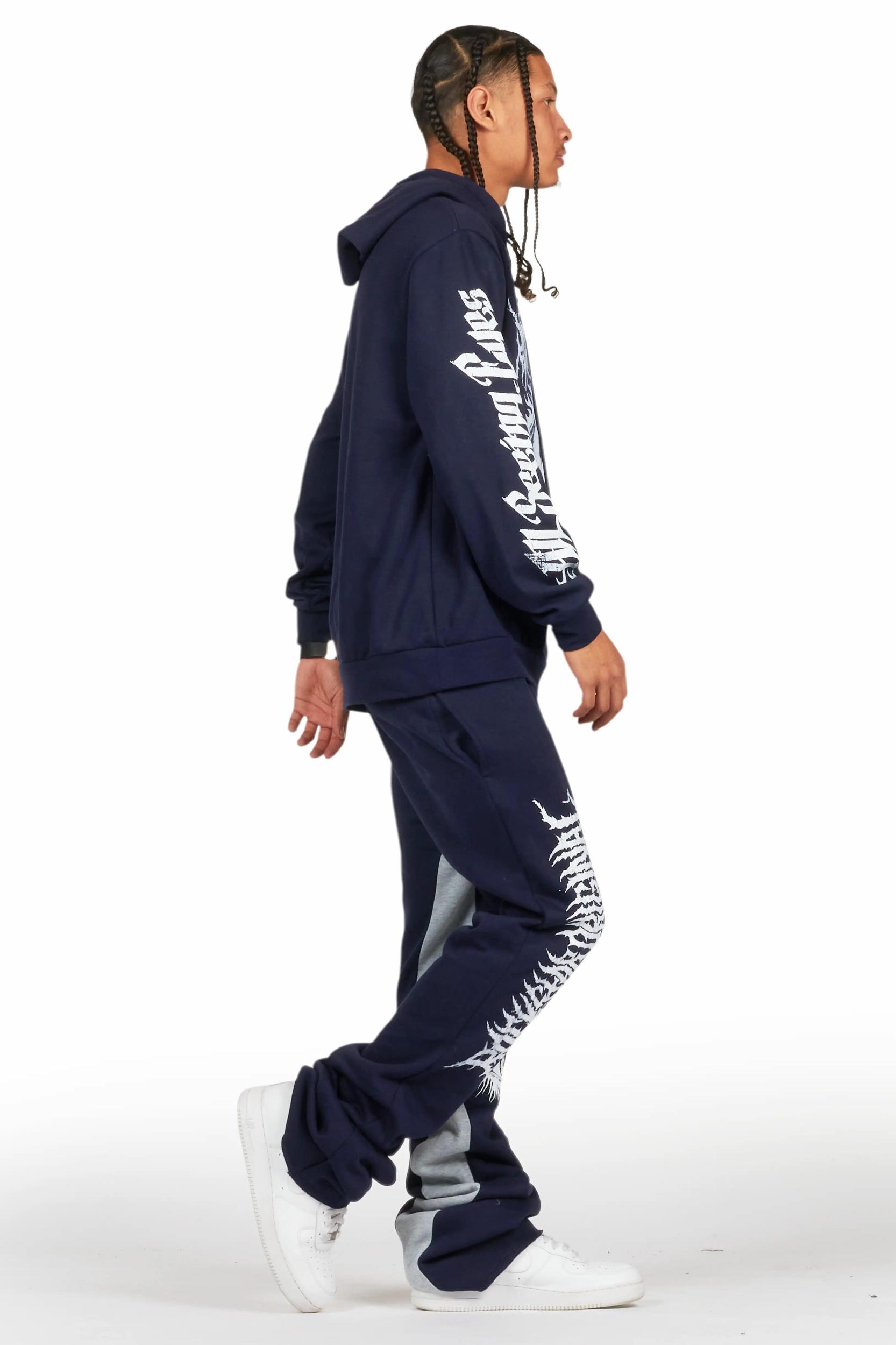 All Seeing Eyes Navy Hoodie/Baggy Track Pant Set Male Product Image
