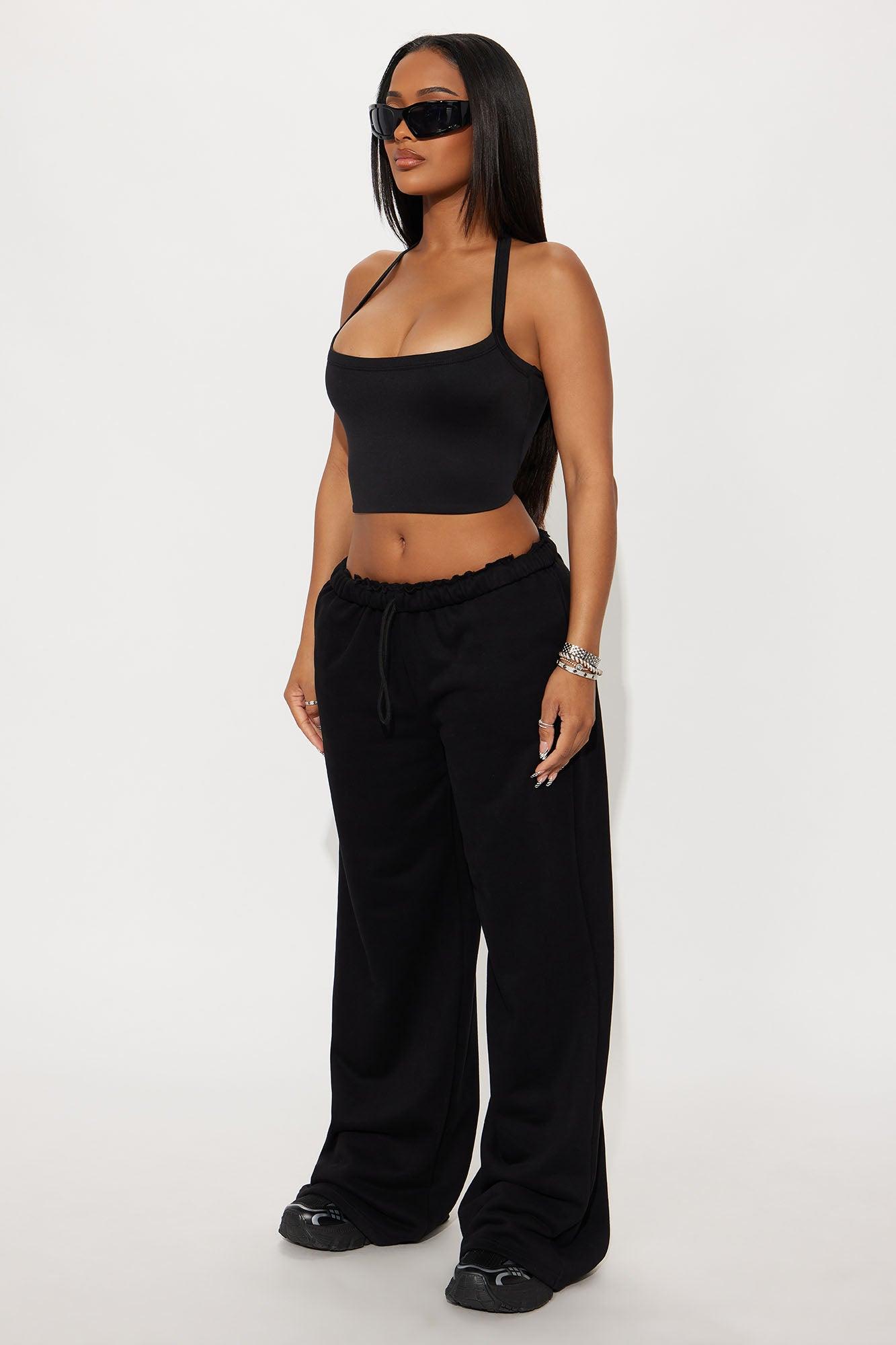 Contour Double Lined Cropped Halter Top - Black Female Product Image