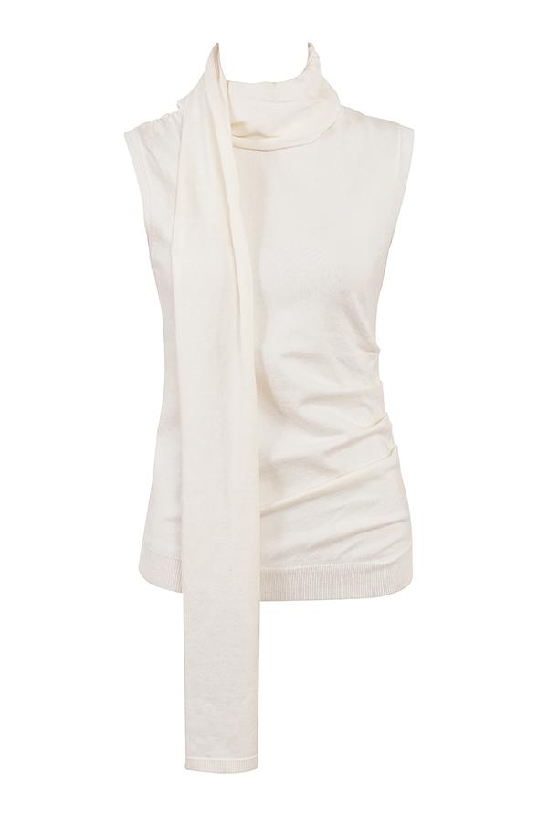 Clementine  ivory cashmere draped tank and scarf - sale Product Image