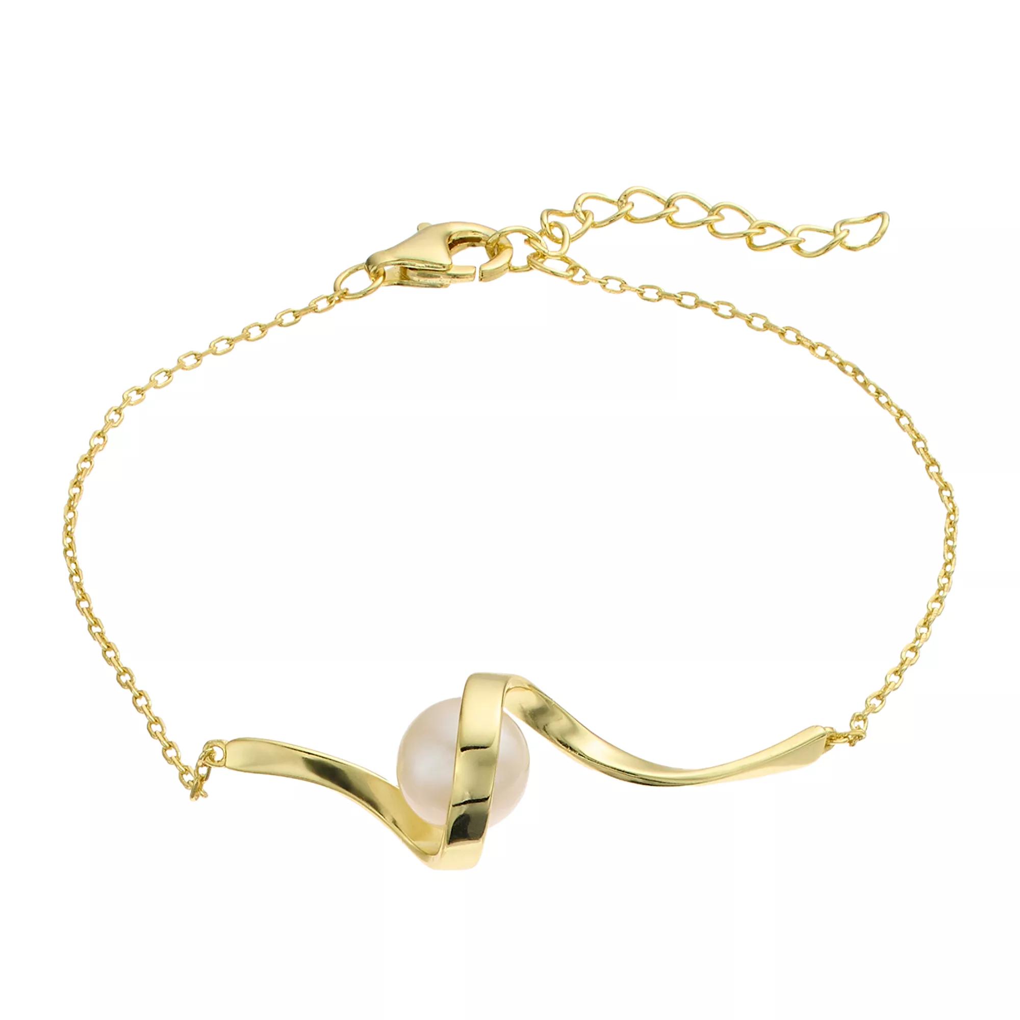 Sterling Silver with 7 mm Freshwater Cultured Pearl Adjustable Bracelet, Womens Gold Tone Product Image