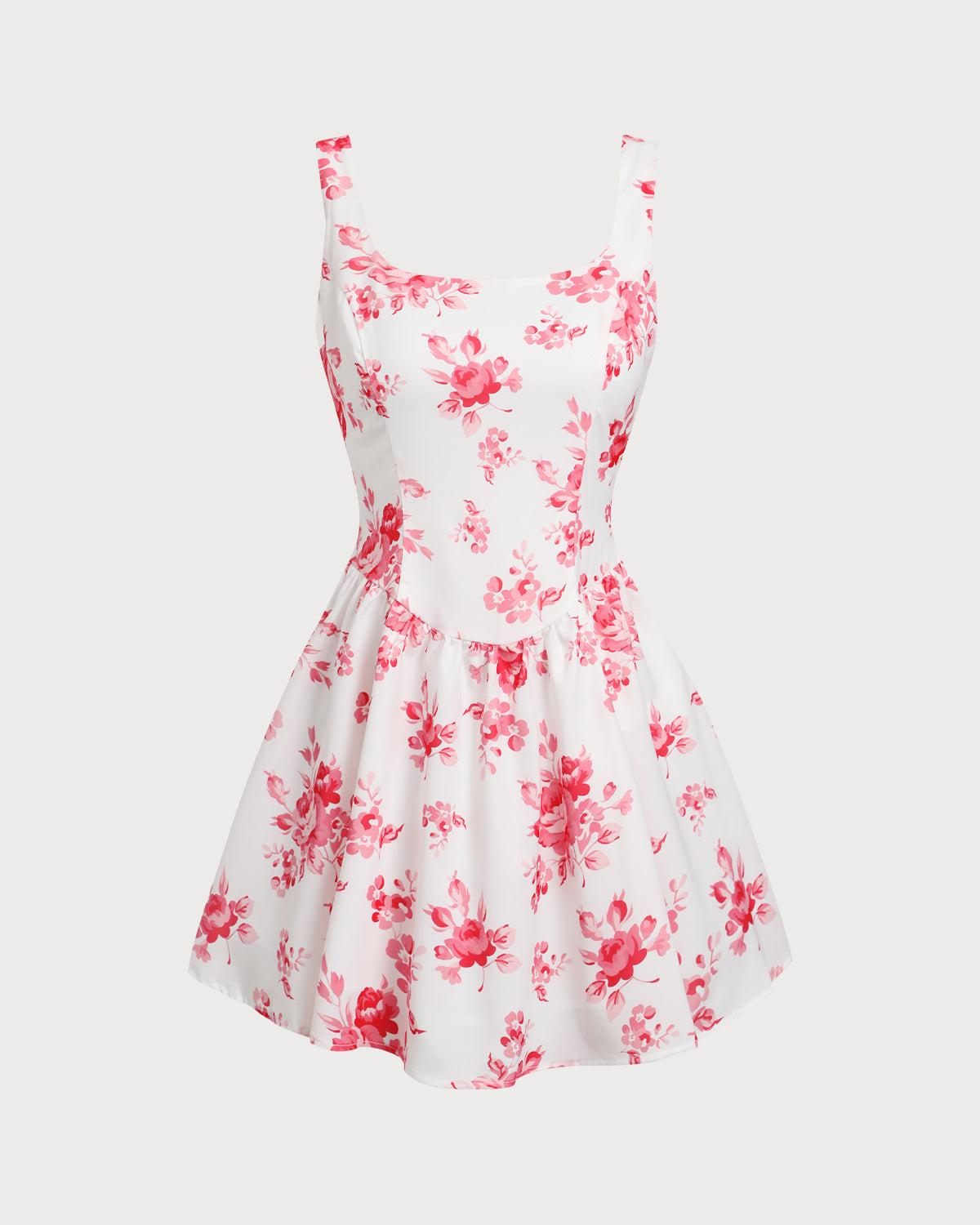 Pink Floral Ruched Mini Dress Product Image