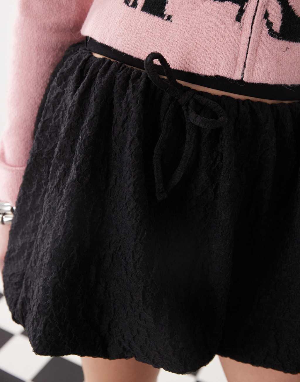 COLLUSION mini puff ball textured skirt with ties Product Image