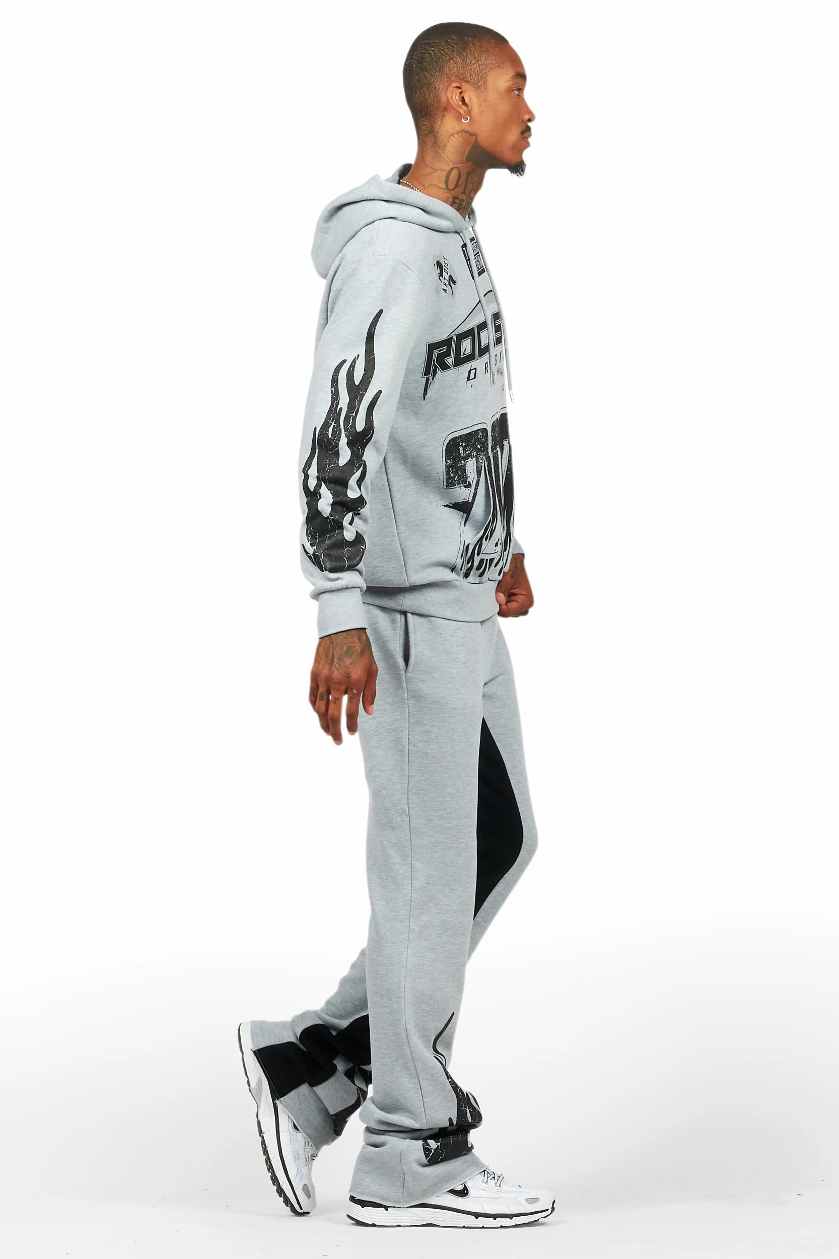Amos Heather Grey Hoodie/Baggy Track Pant Set Male Product Image