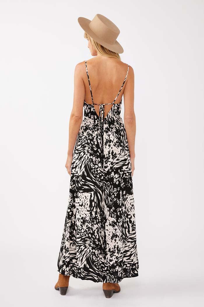 Rayon Spaghetti Strap Tie Back Maxi Dress Product Image