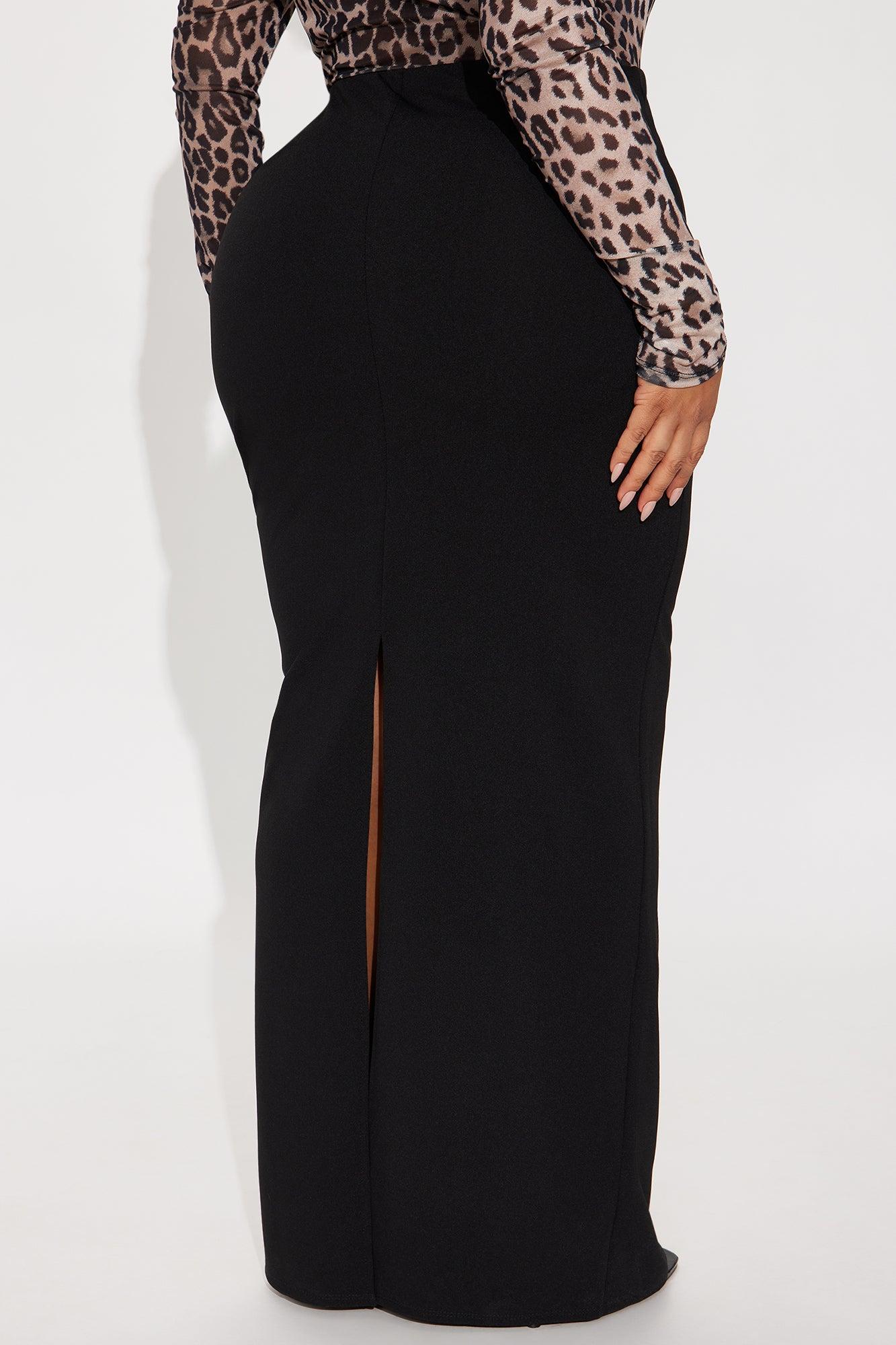 Camila Crepe Knit Back Slit Maxi Skirt - Black Female Product Image