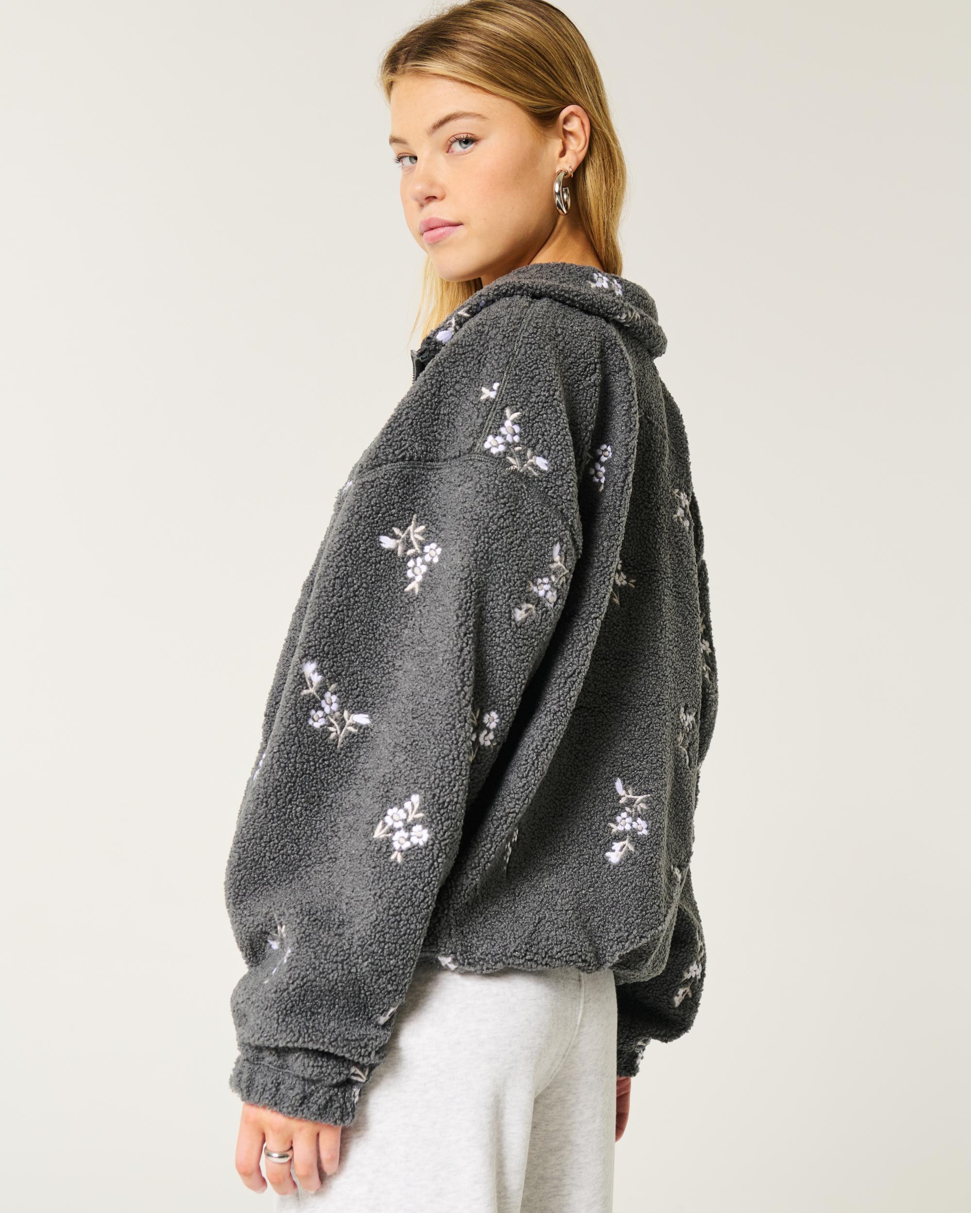 Embroidered Sherpa Fleece Jacket Product Image