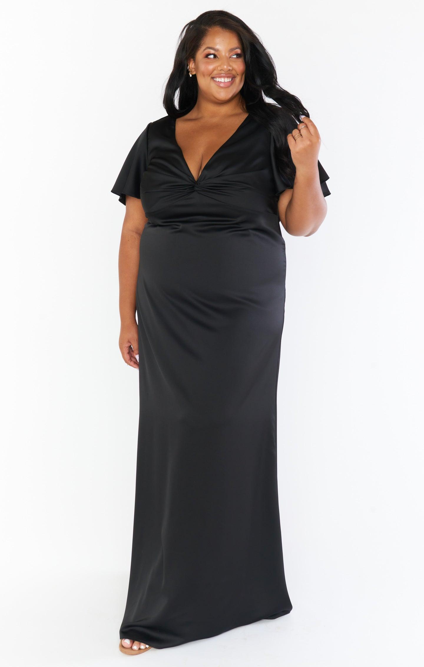 Rome Twist Gown ~ Black Luxe Satin Product Image