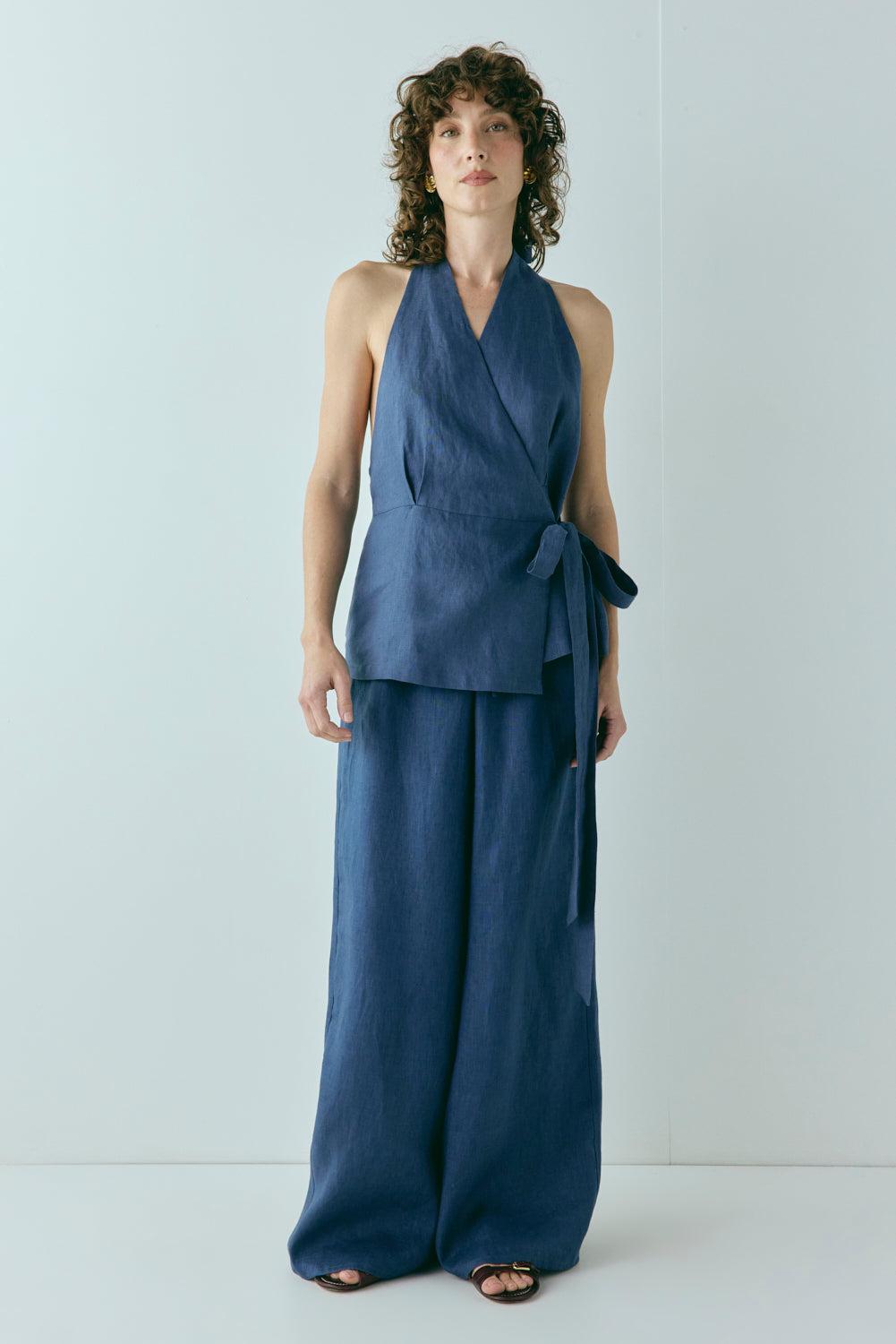 Raya Linen Pants Navy Product Image