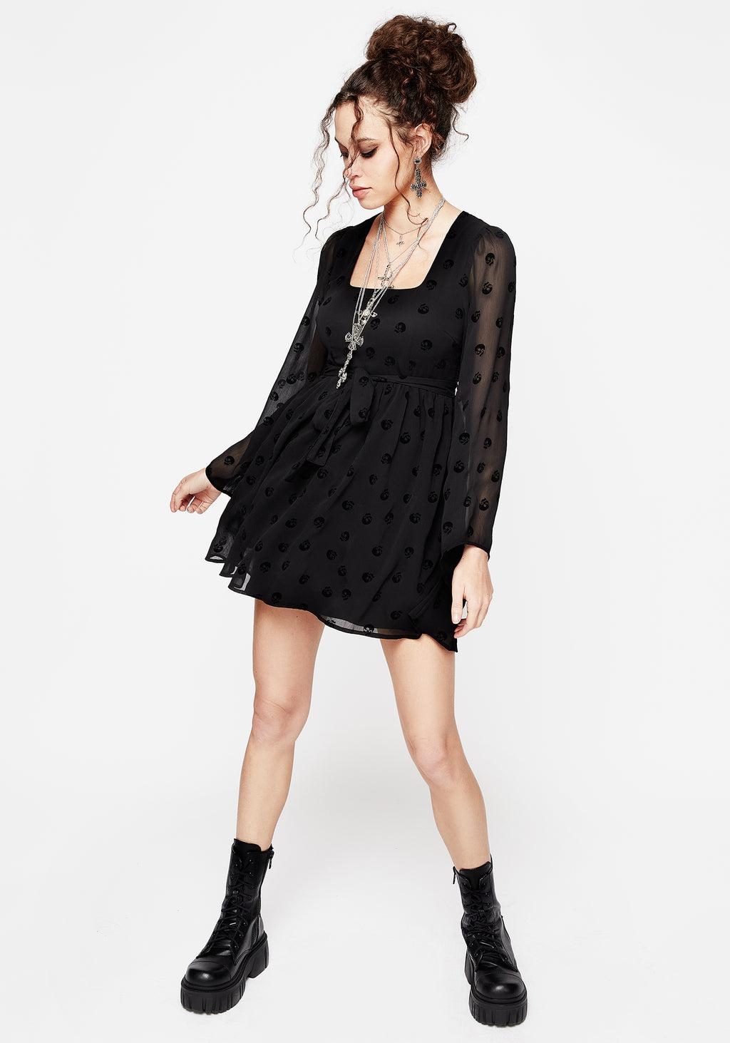 Bones Flocked Chiffon Mini Dress Product Image
