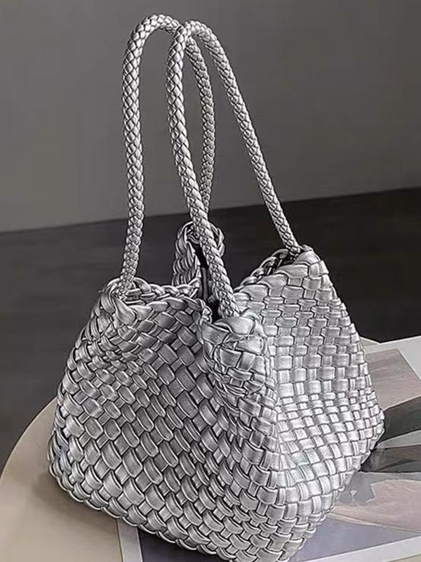 Solid Color Split-Joint Woven Bags Handbags Product Image