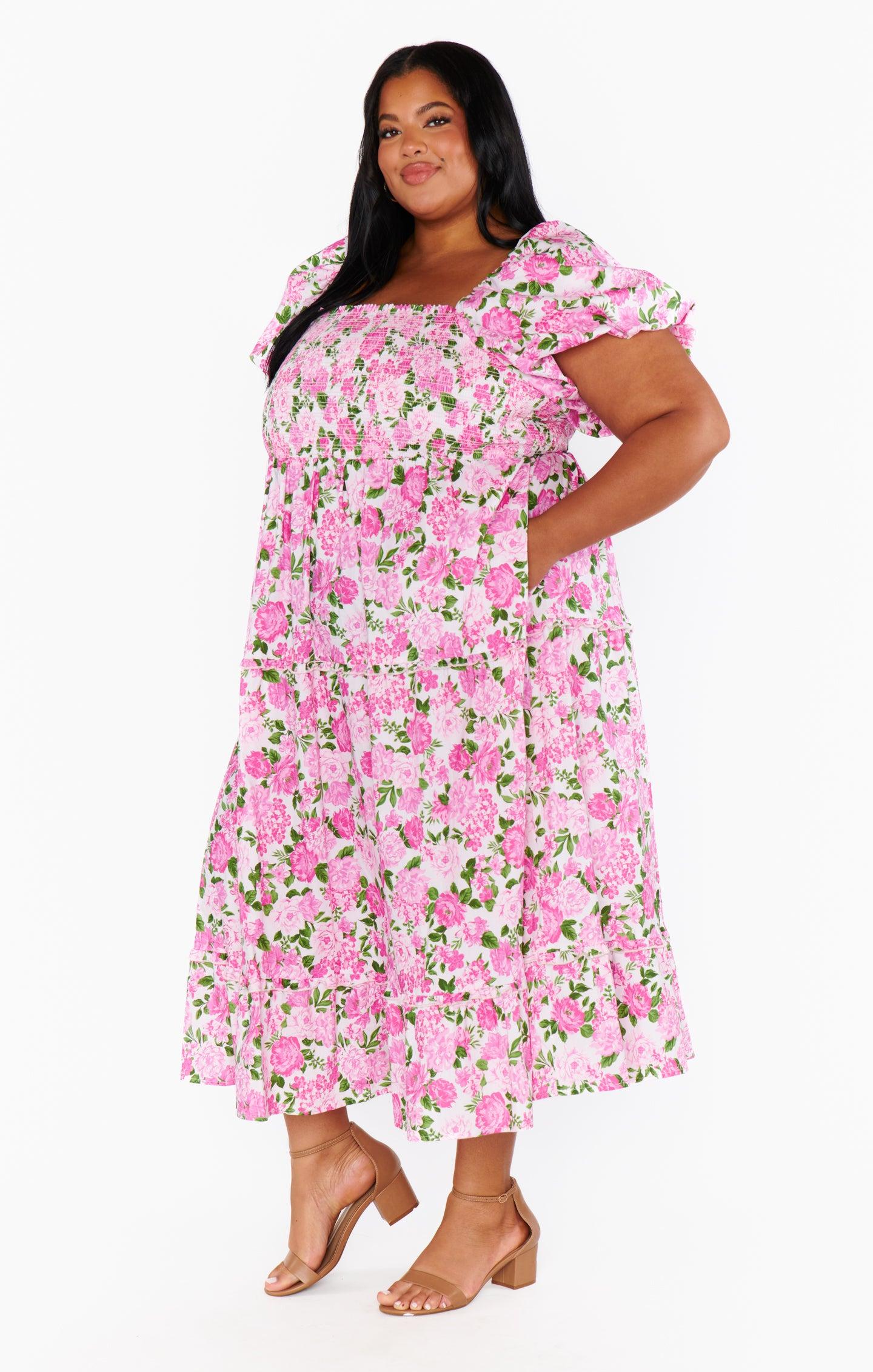 Afternoon Tea Dress ~ Cottage Floral Pink Product Image